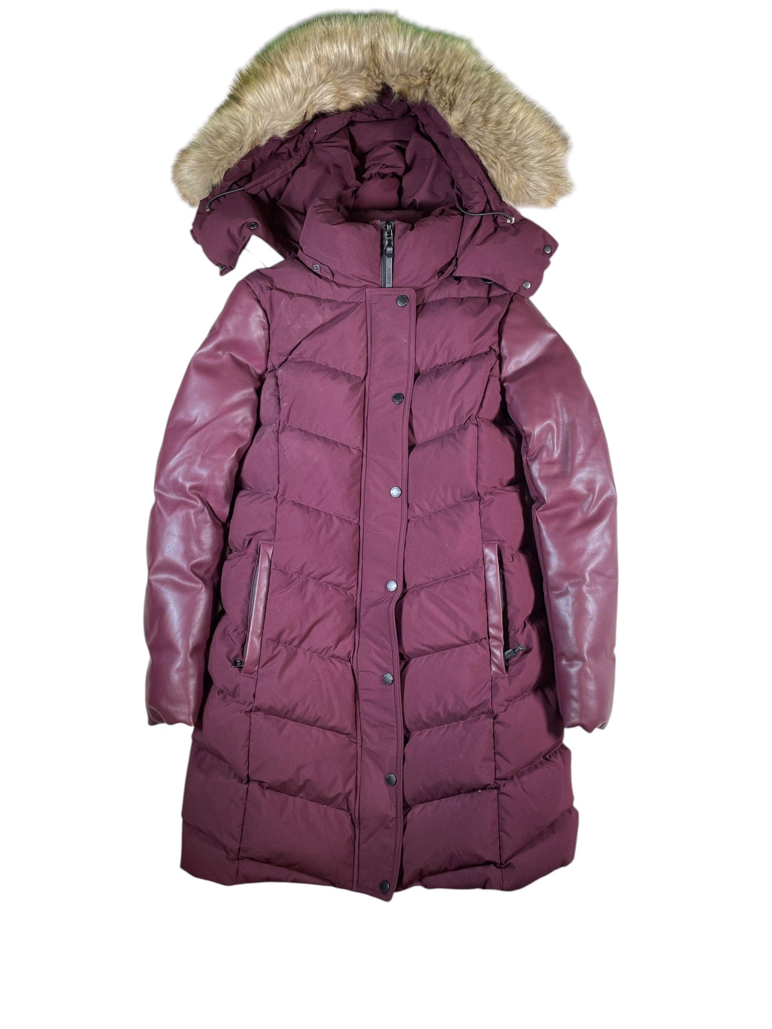Rudsak Sleeve Matte Down Leather Puffer Jacket