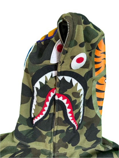 BAPE Green Camo Shark Zip Up Hoodie