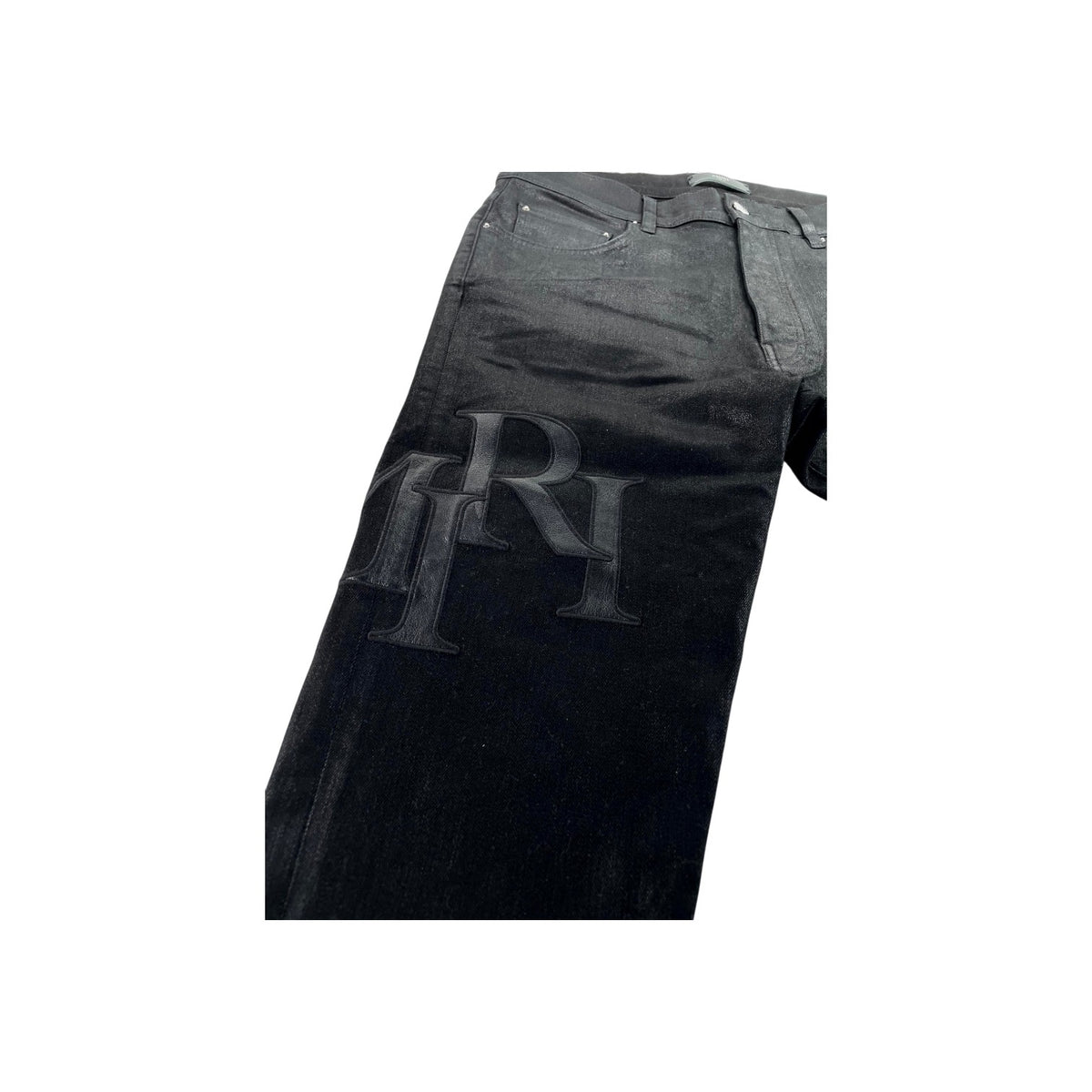 Amiri Staggered Side Logo Black Wax Jeans