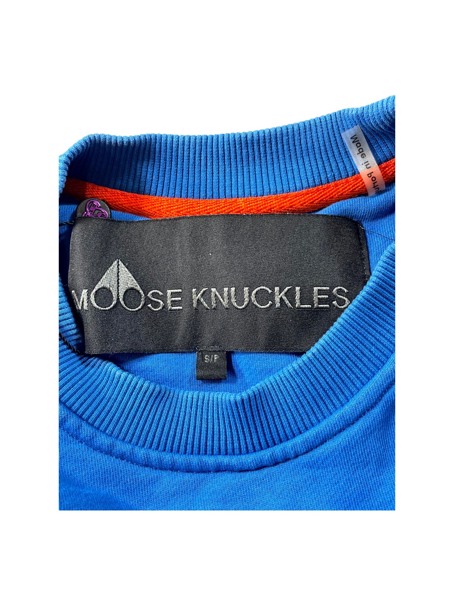Moose Knuckles Metal Plate Crewneck Blue Sweater