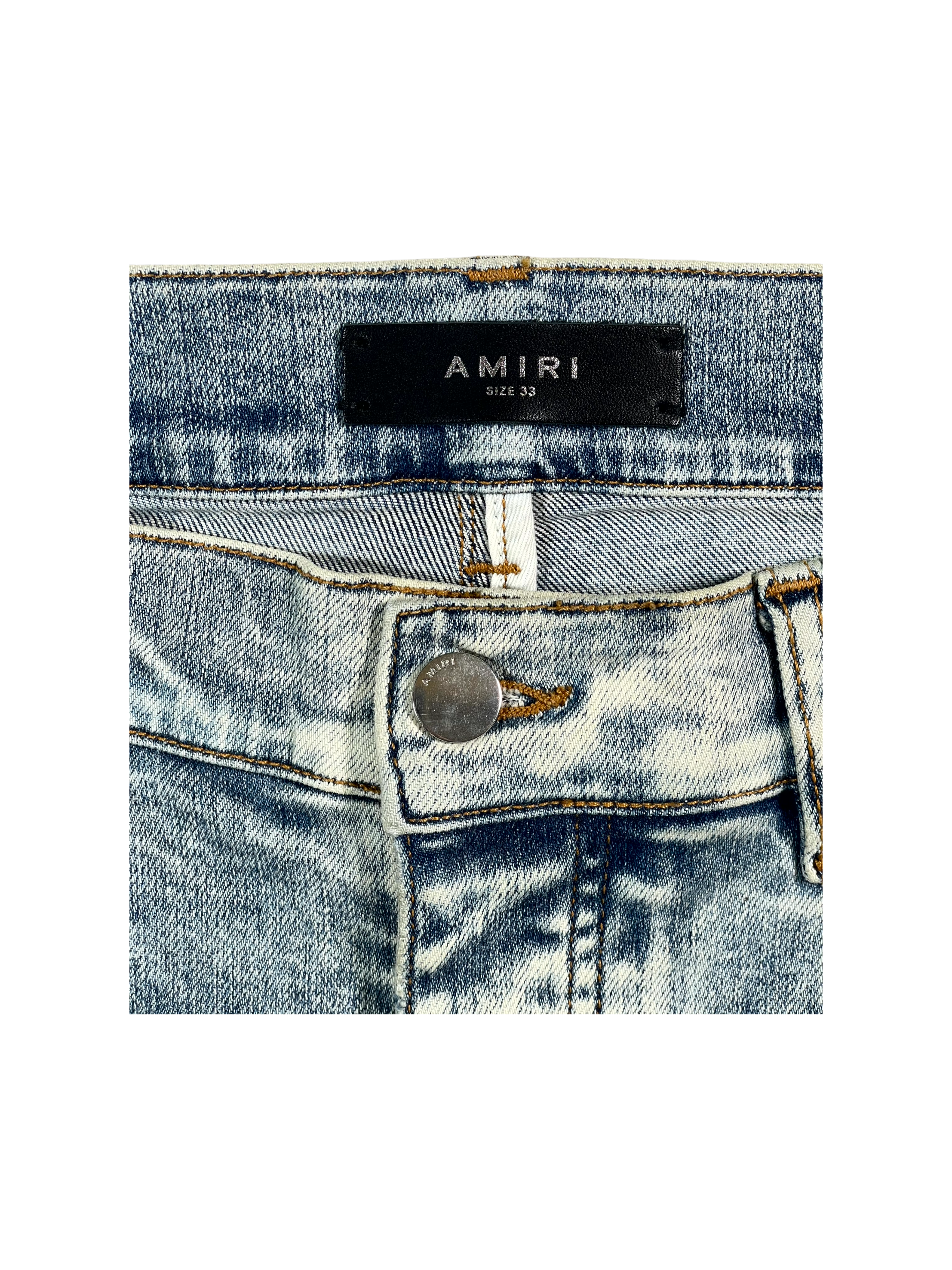Amiri MX1 Aqua Patch Bleach Wash Jeans
