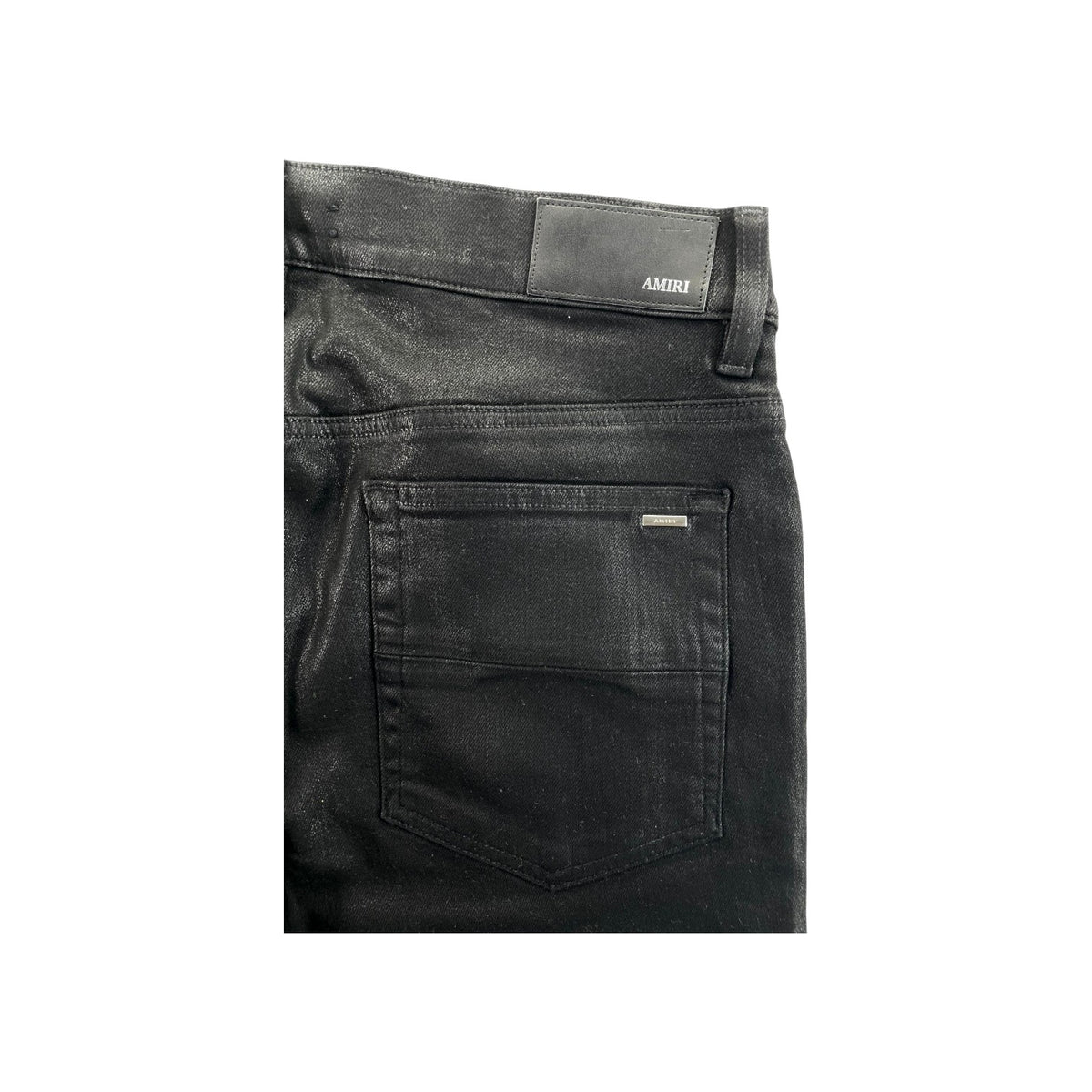 Amiri Staggered Side Logo Black Wax Jeans