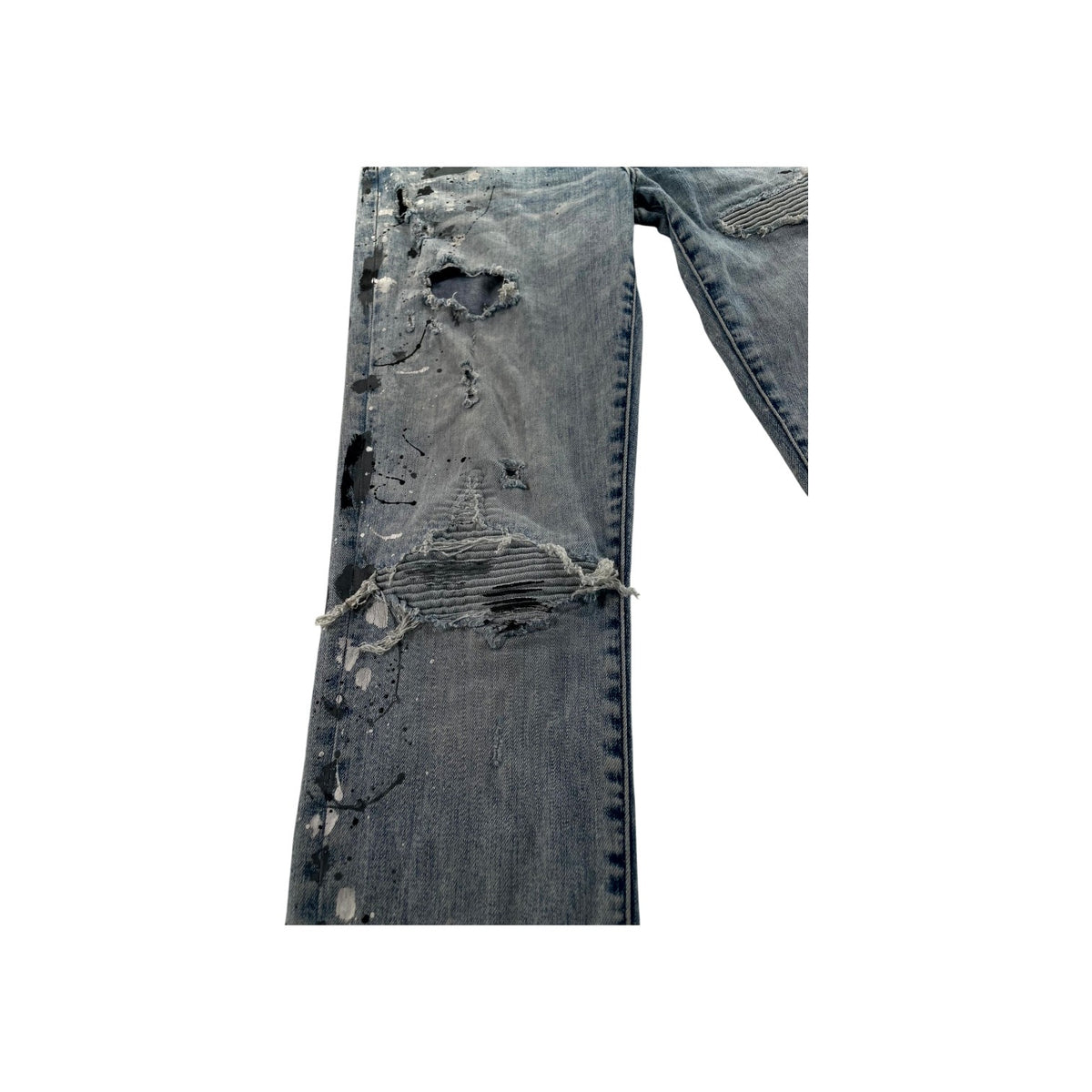 Amiri "MX1" Denim Splatter Patch Light Wash Jeans