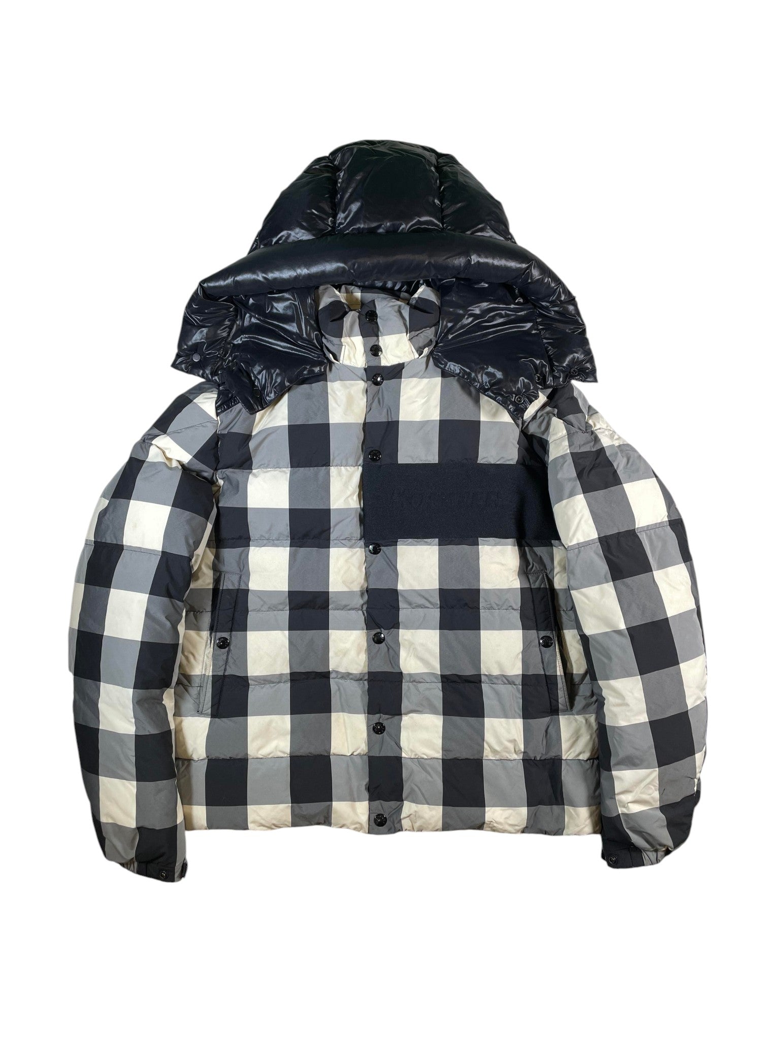 Moncler Gingham Print Aubrac Black & White Puffer Jacket