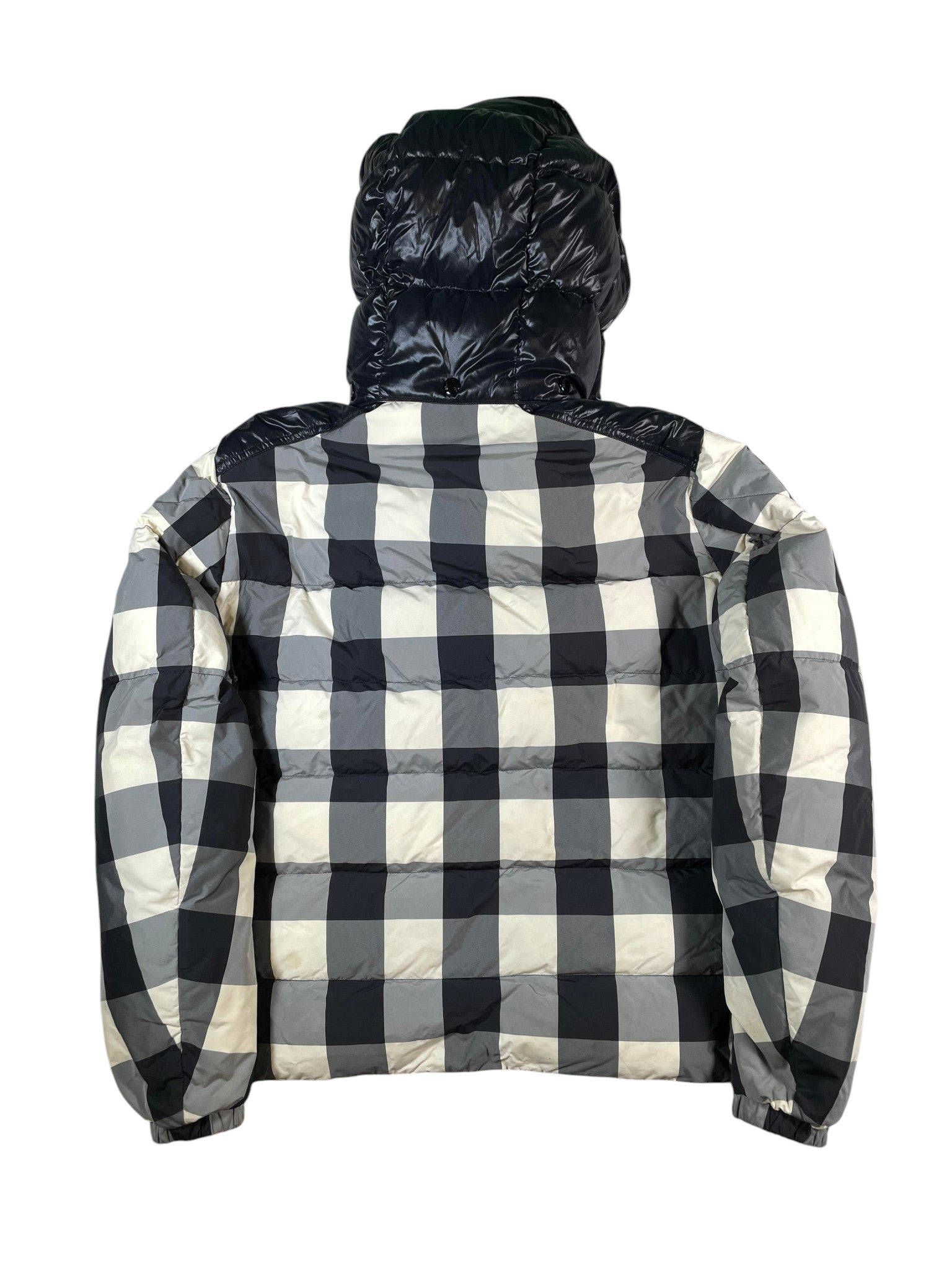 Moncler Gingham Print Aubrac Black & White Puffer Jacket