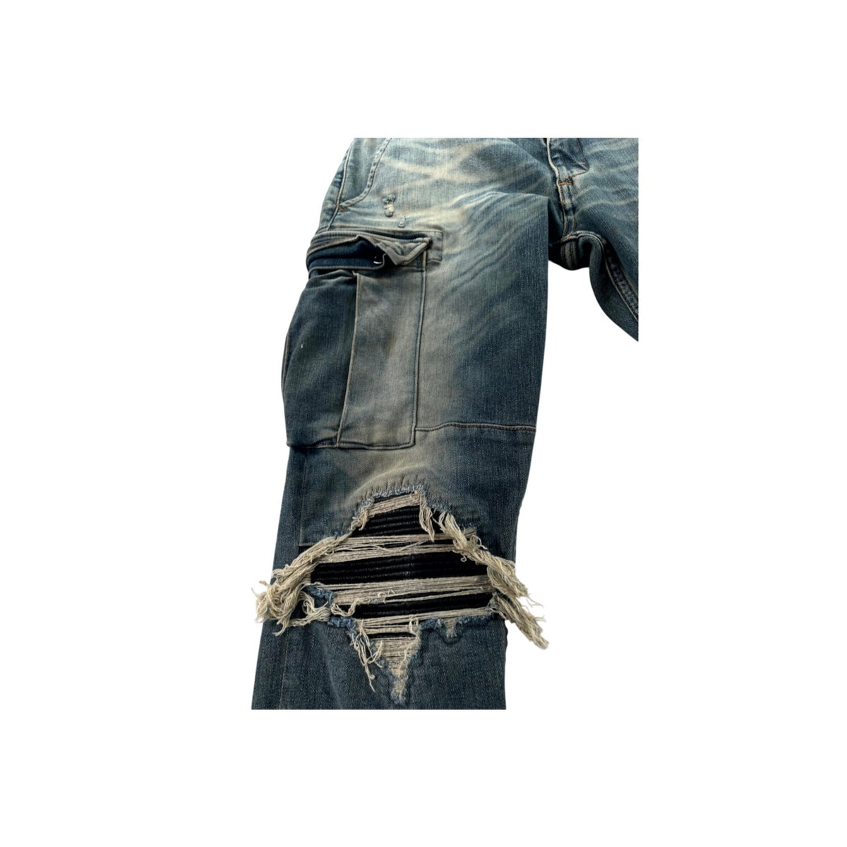 Amiri Patch Denim Cargo Vintage Wash & Black Pants