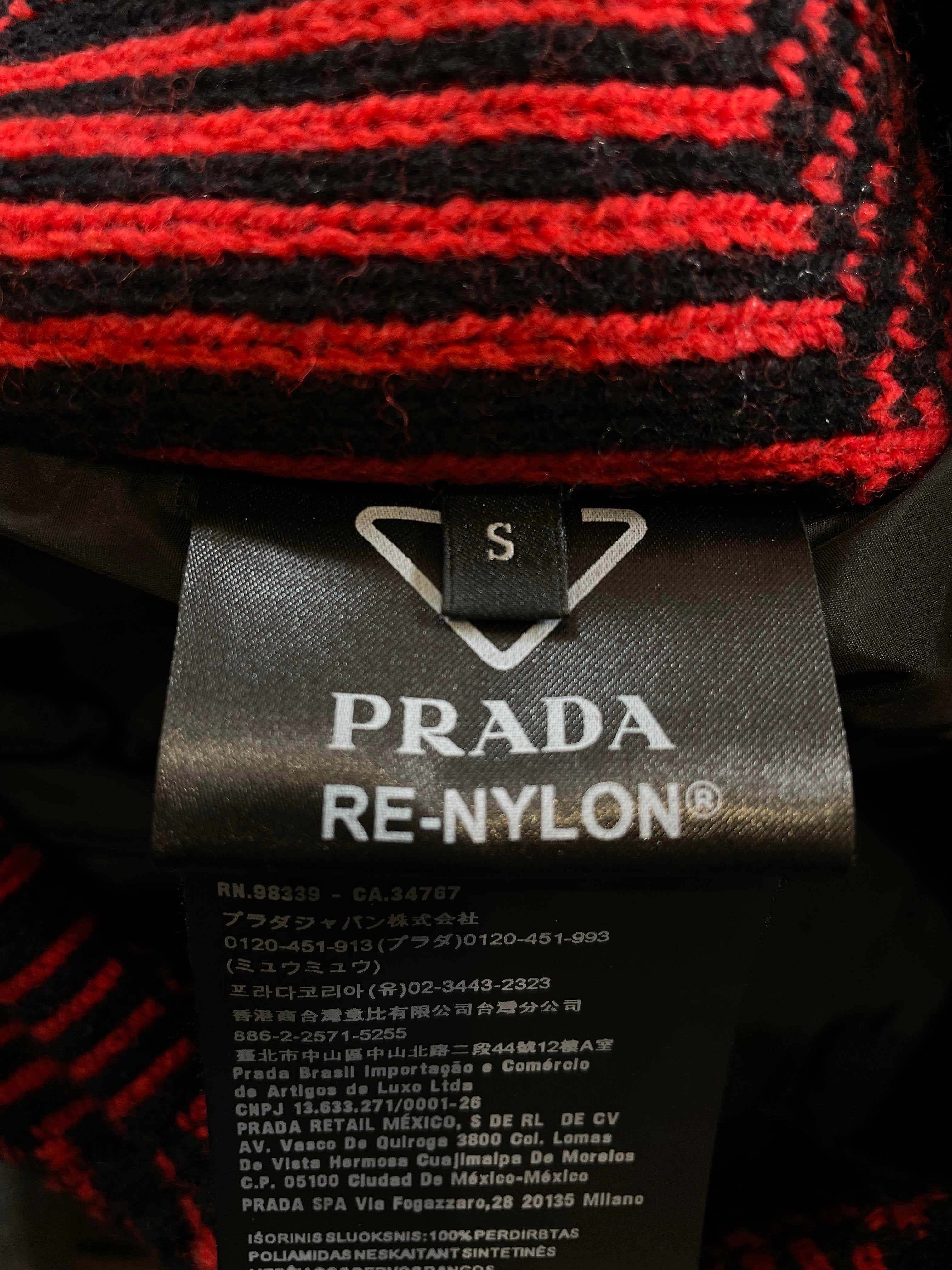 Prada Raf Simmons Black & Red Nylon Bomber Jacket