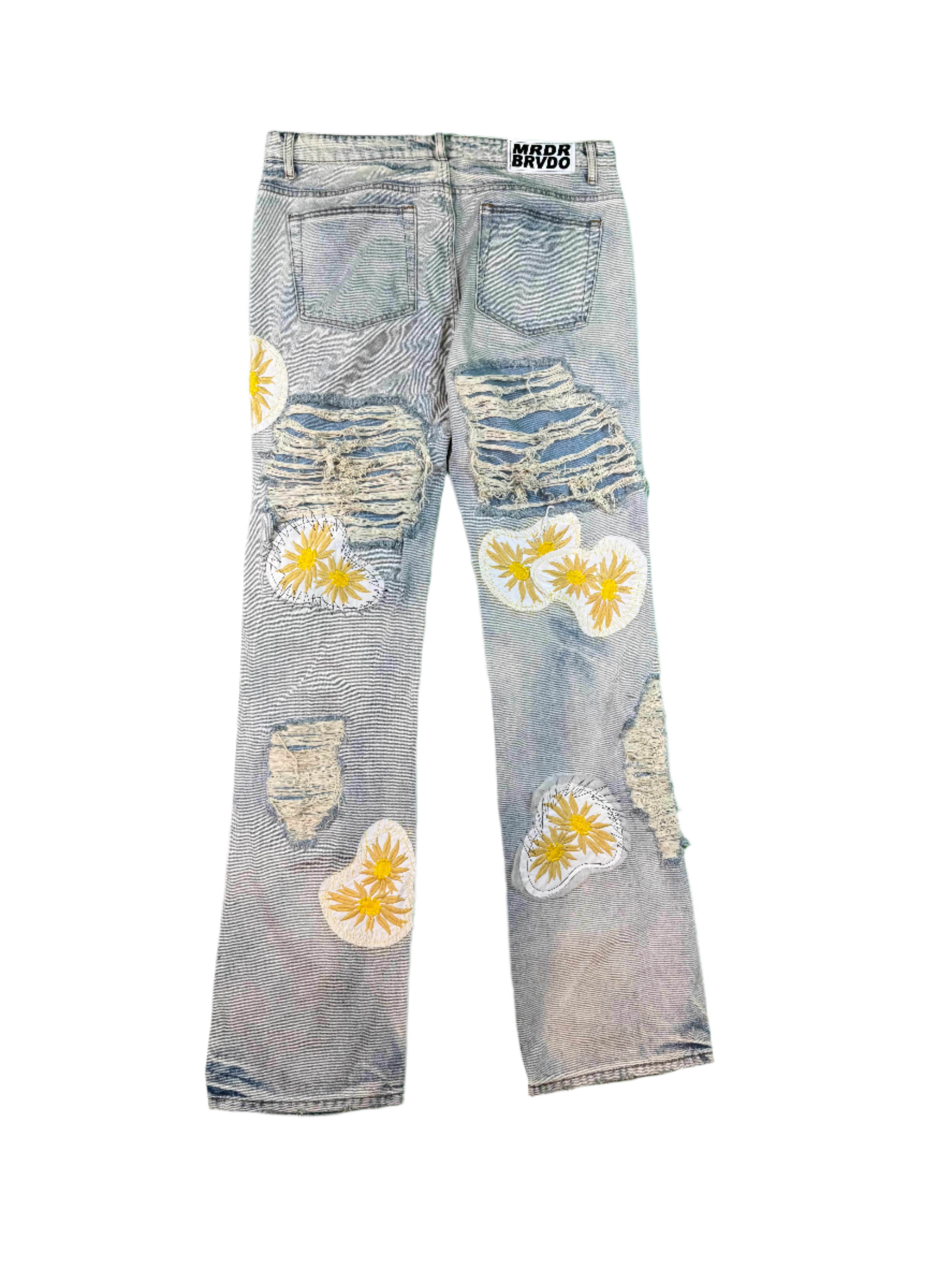 WDW Sunflower Distressed Blue & Yellow Jeans