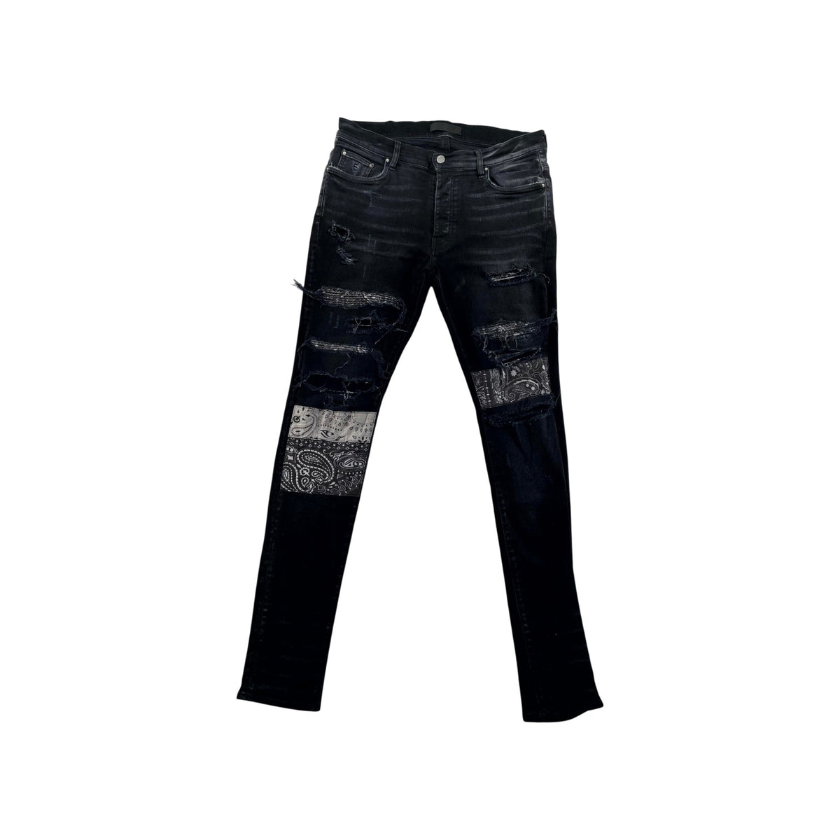 Amiri Paisley Patchwork Black Wash Jeans