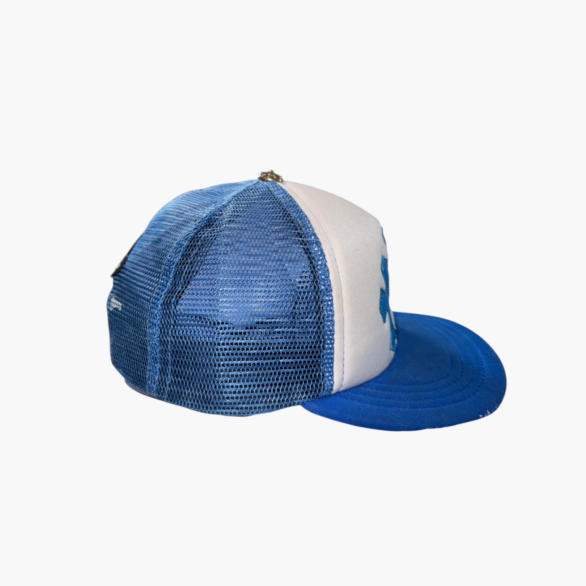 Chrome Hearts Blue & White Cemetery Trucker Hat