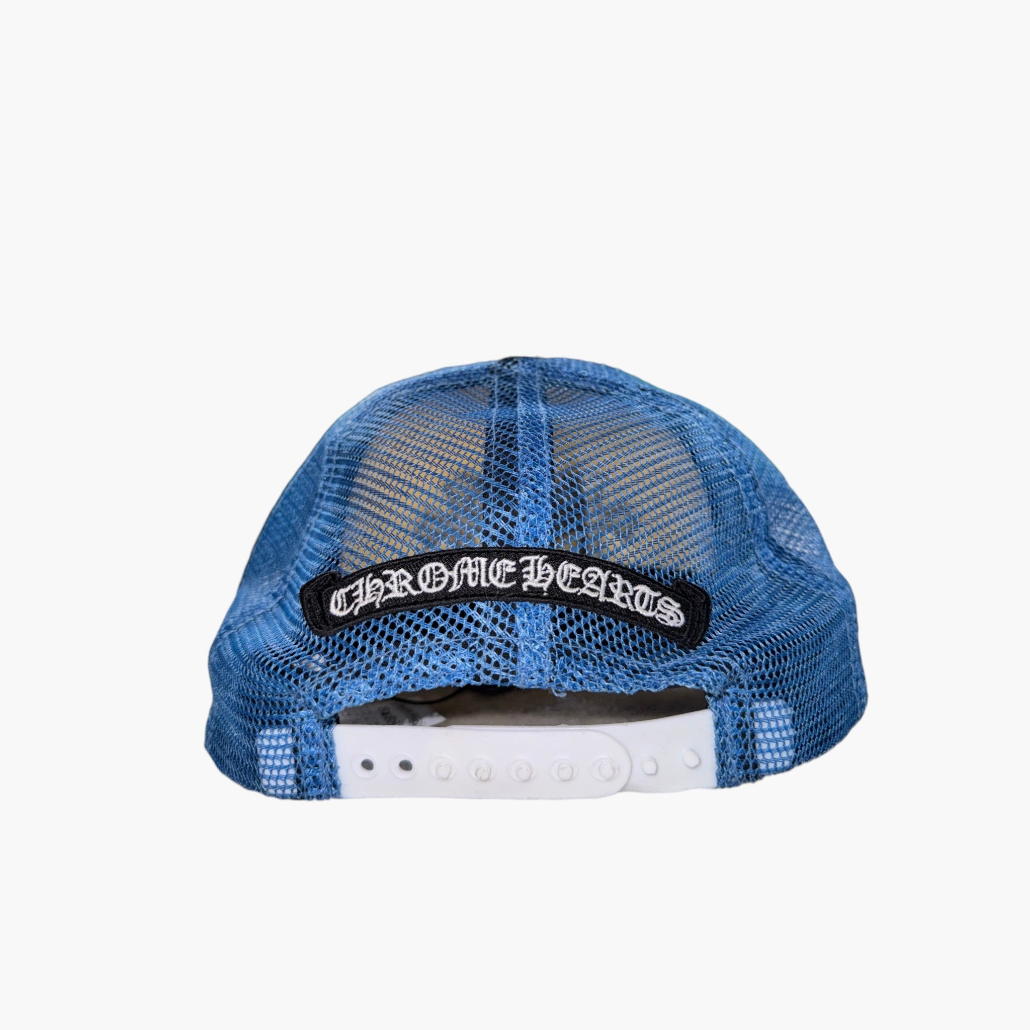 Chrome Hearts Blue & White Cemetery Trucker Hat