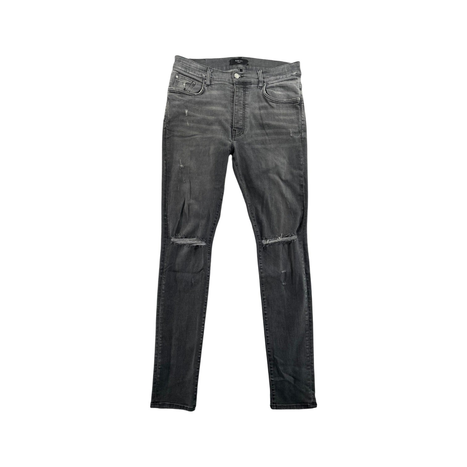 Amiri Plain Thrasher Ripped Grey Jeans