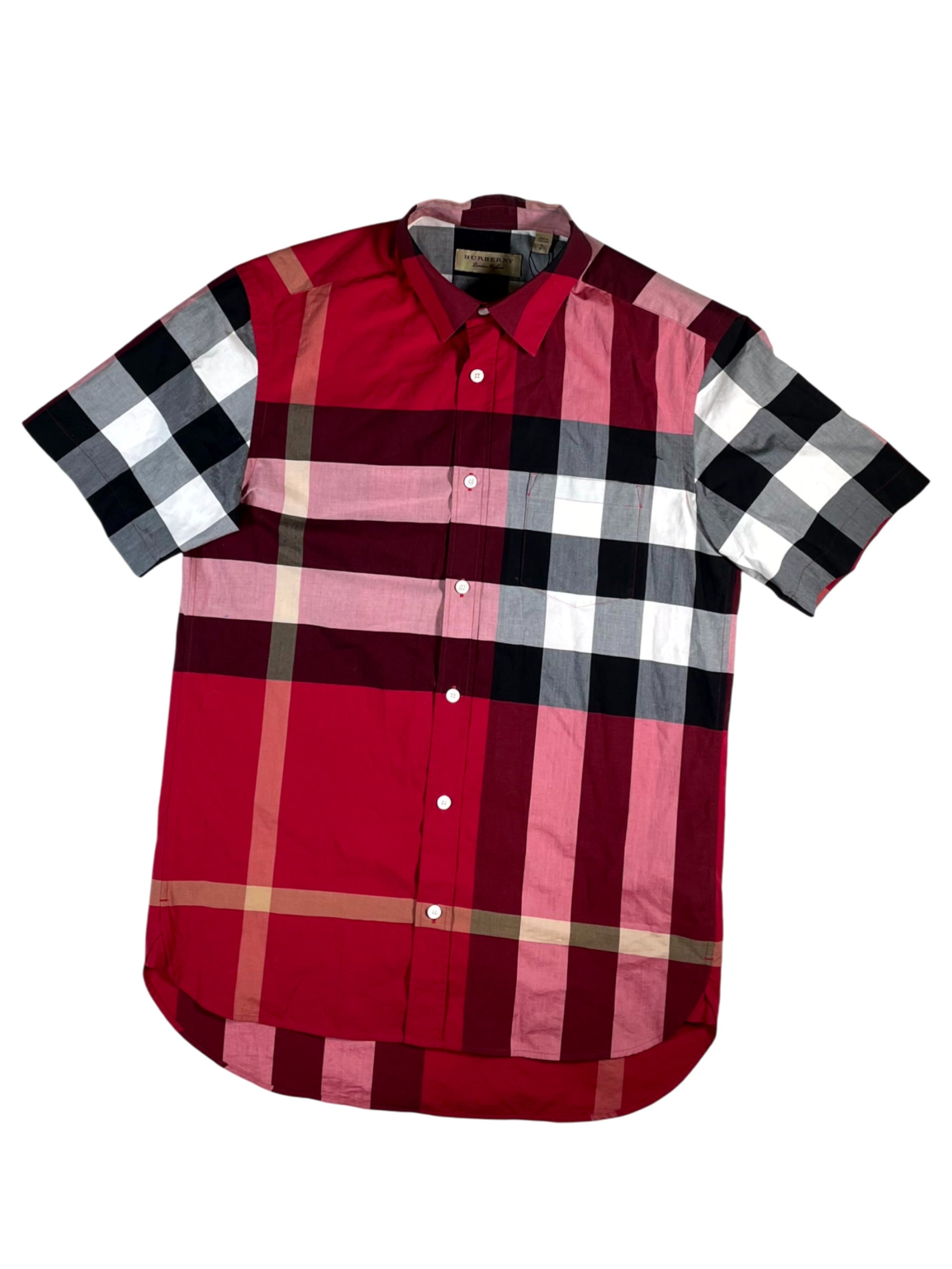 Burberry Checkered Button Up Red Shirt