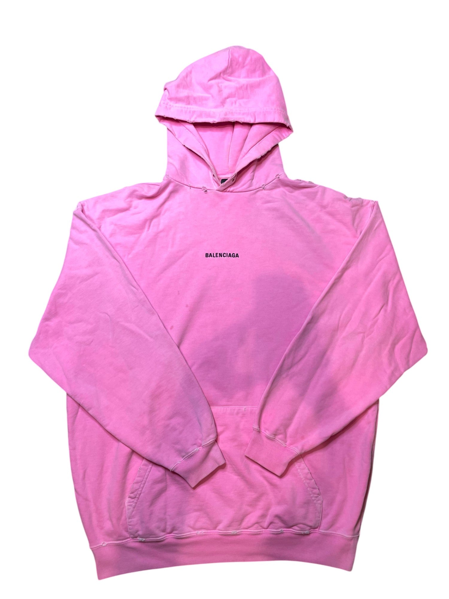 Balenciaga Embroidered Logo Hoodie Pink Black