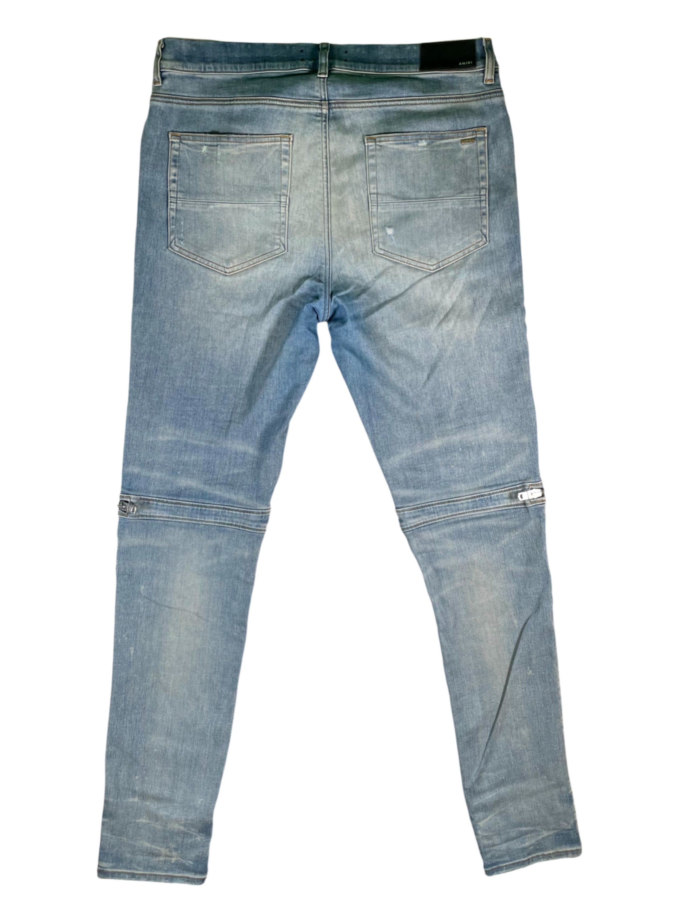Amiri MX2 Plaid Patch Light Wash, Orange & Blue Jeans