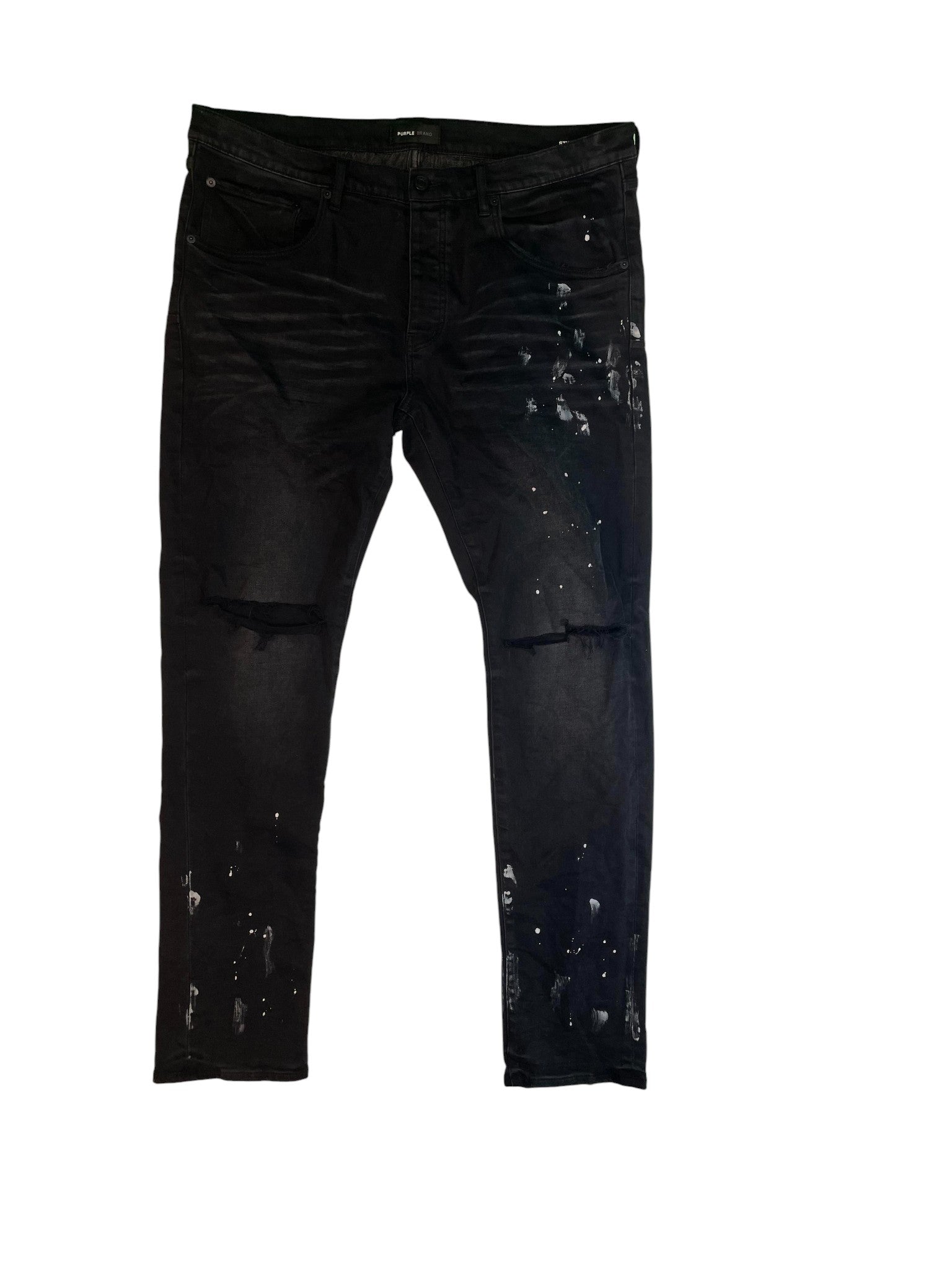 Purple Brand 'Splatter' Black Wash Ripped Jeans
