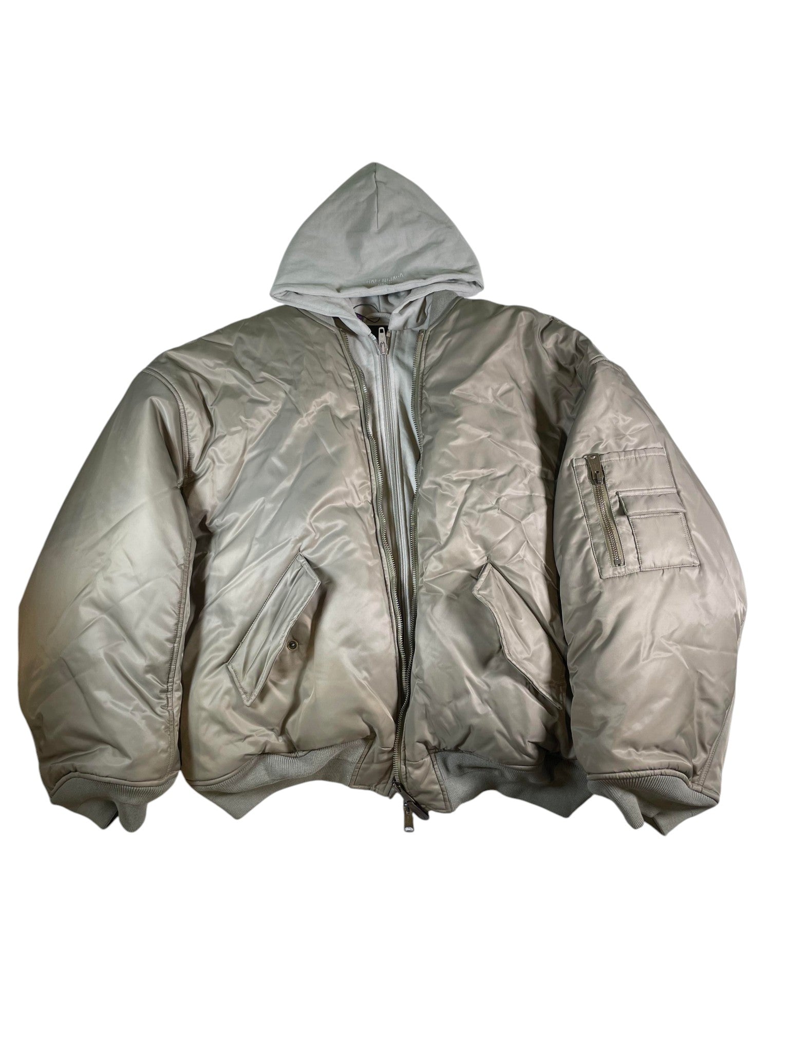 Balenciaga Hooded Oversized Olive Bomber Jacket