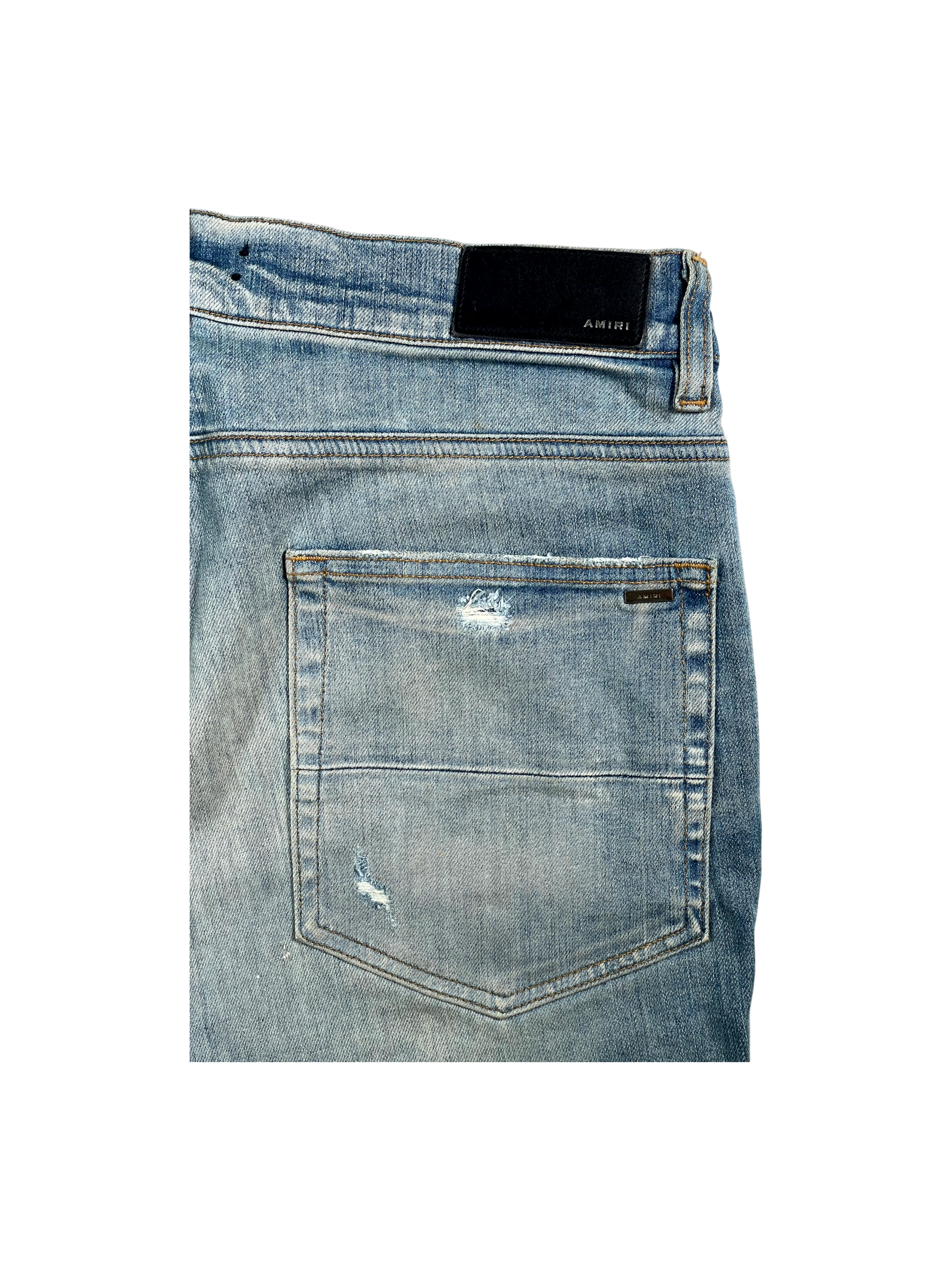 Amiri Cheetah Thrasher Patch Light Wash Jeans