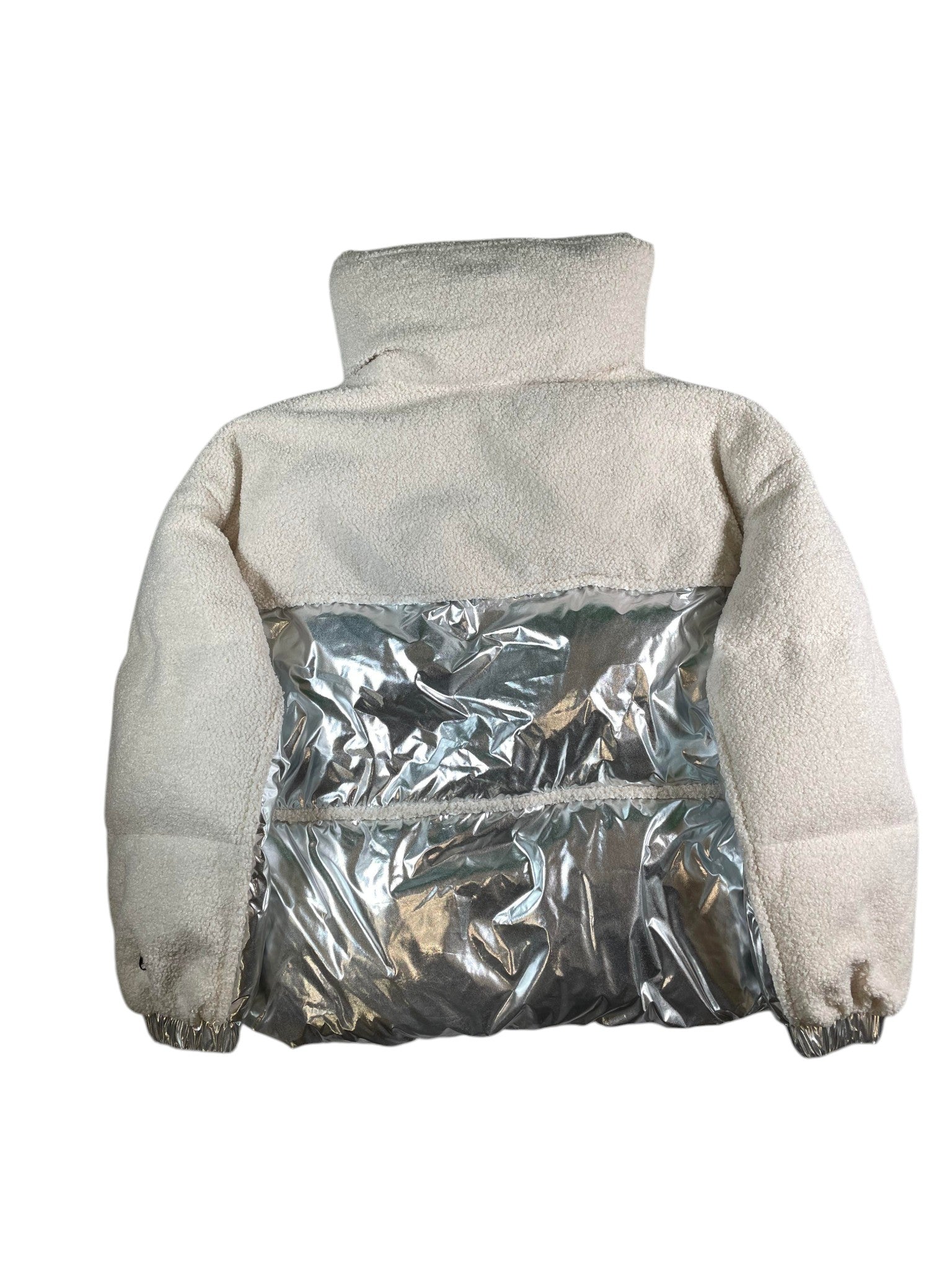 Moose Knuckles Ivry Elmira Sherpa Silver Puffer Jacket