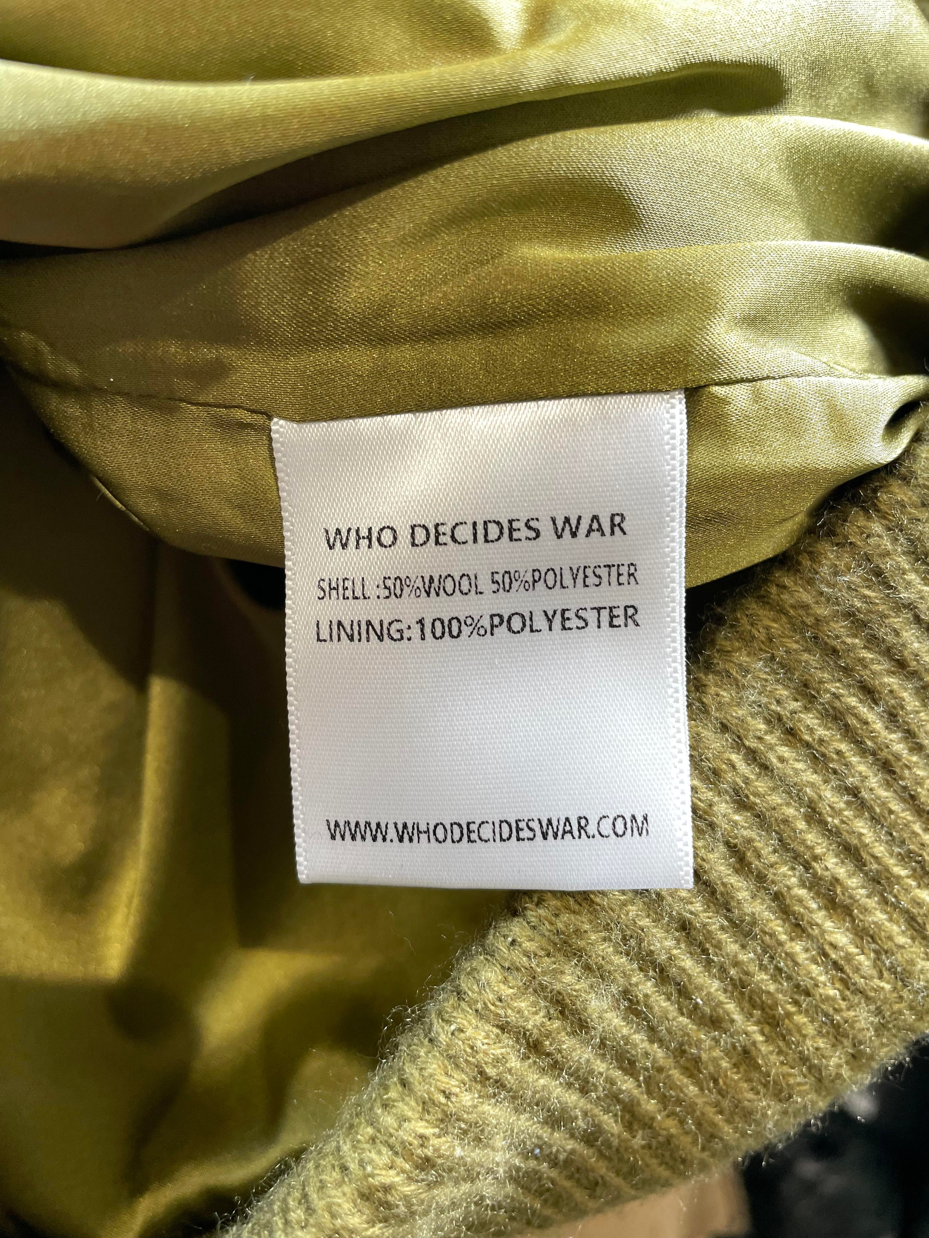 Who Decides War Patchwork Olive Varsity Jacket