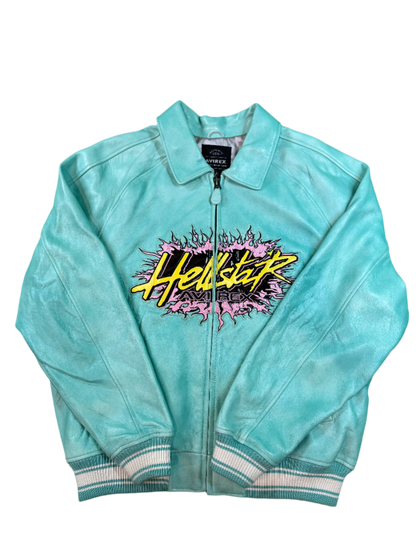 Hellstar x Avirex Icon Turquoise Leather Jacket