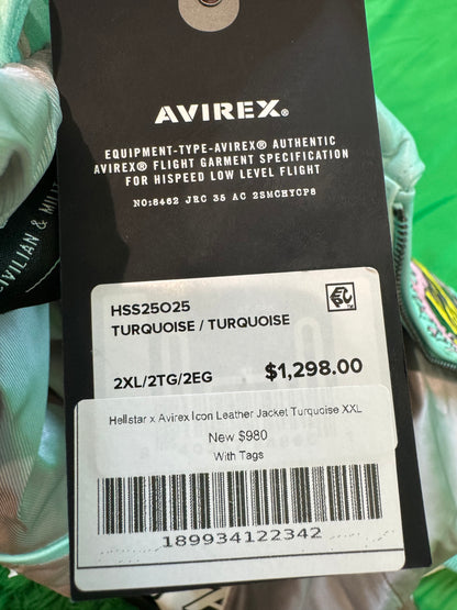 Hellstar x Avirex Icon Turquoise Leather Jacket