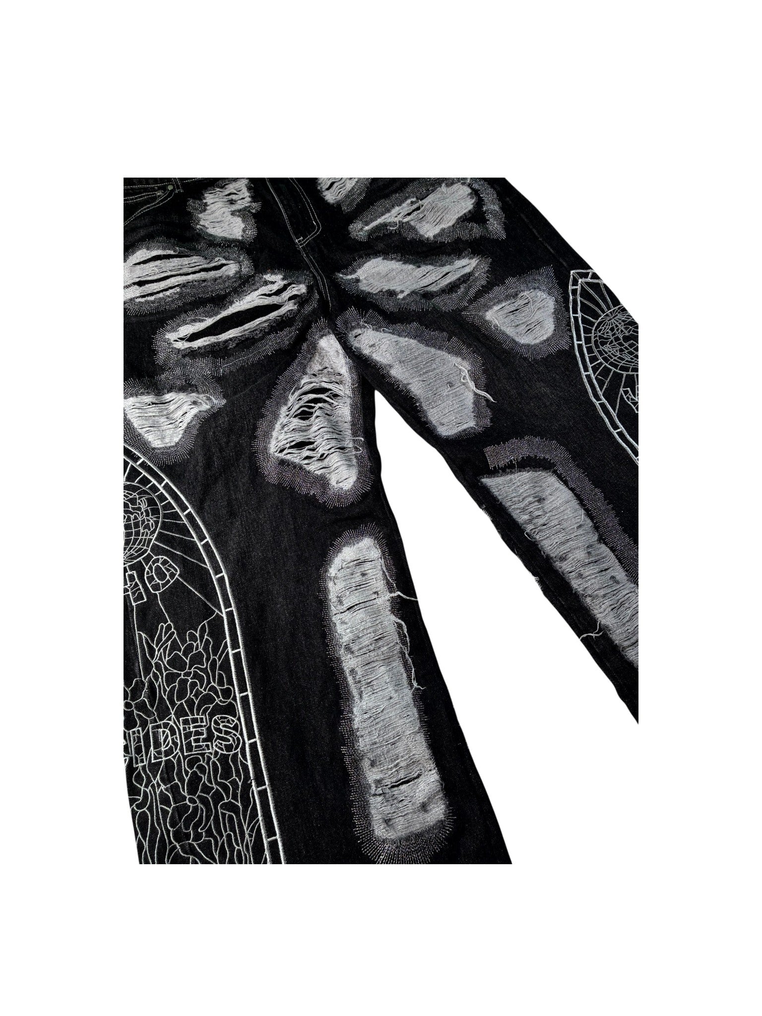 Who Decides War Distressed Black & Silver Jeans