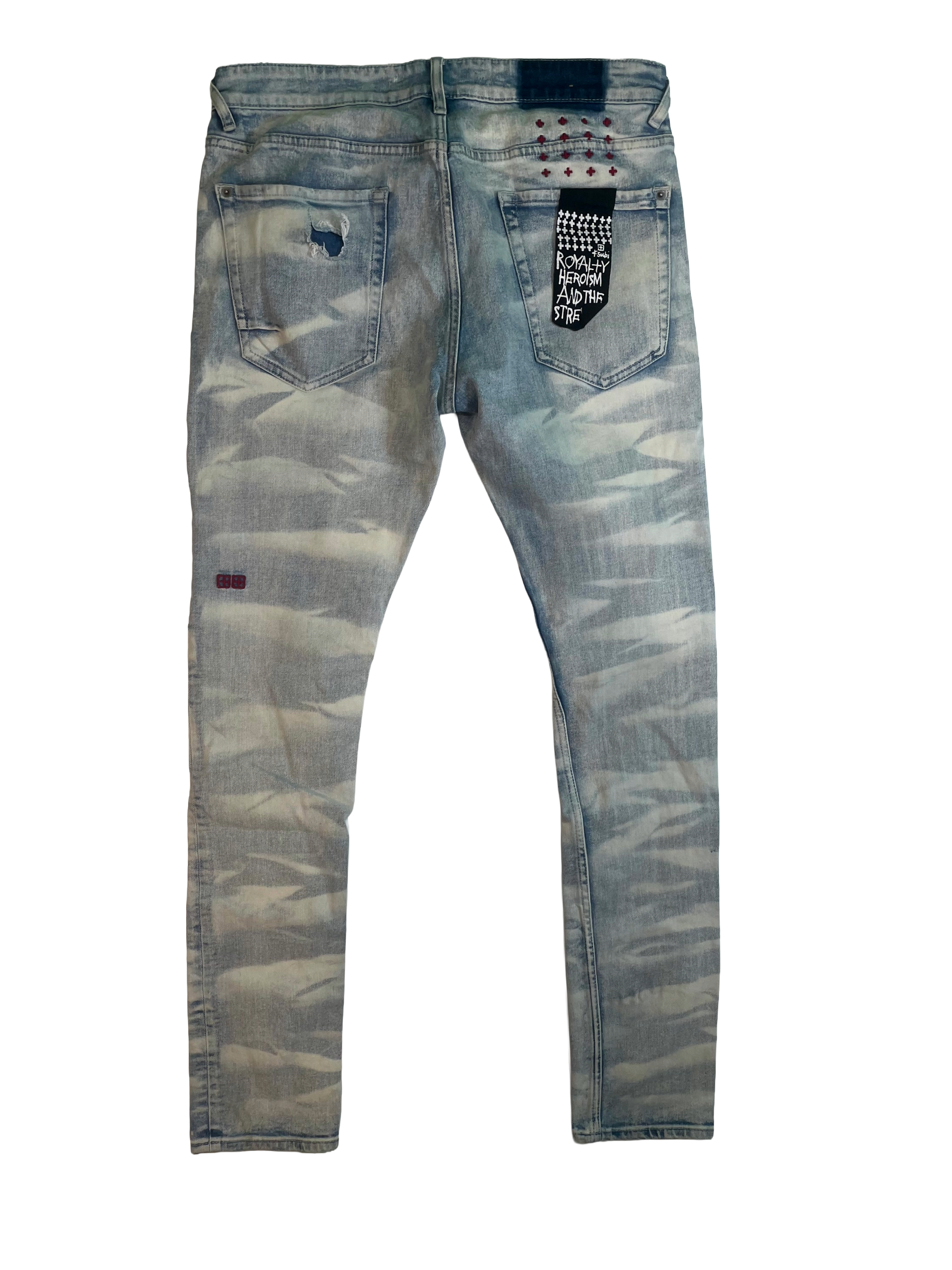 Ksubi Plus Logo Bleach Wash & Red Jeans