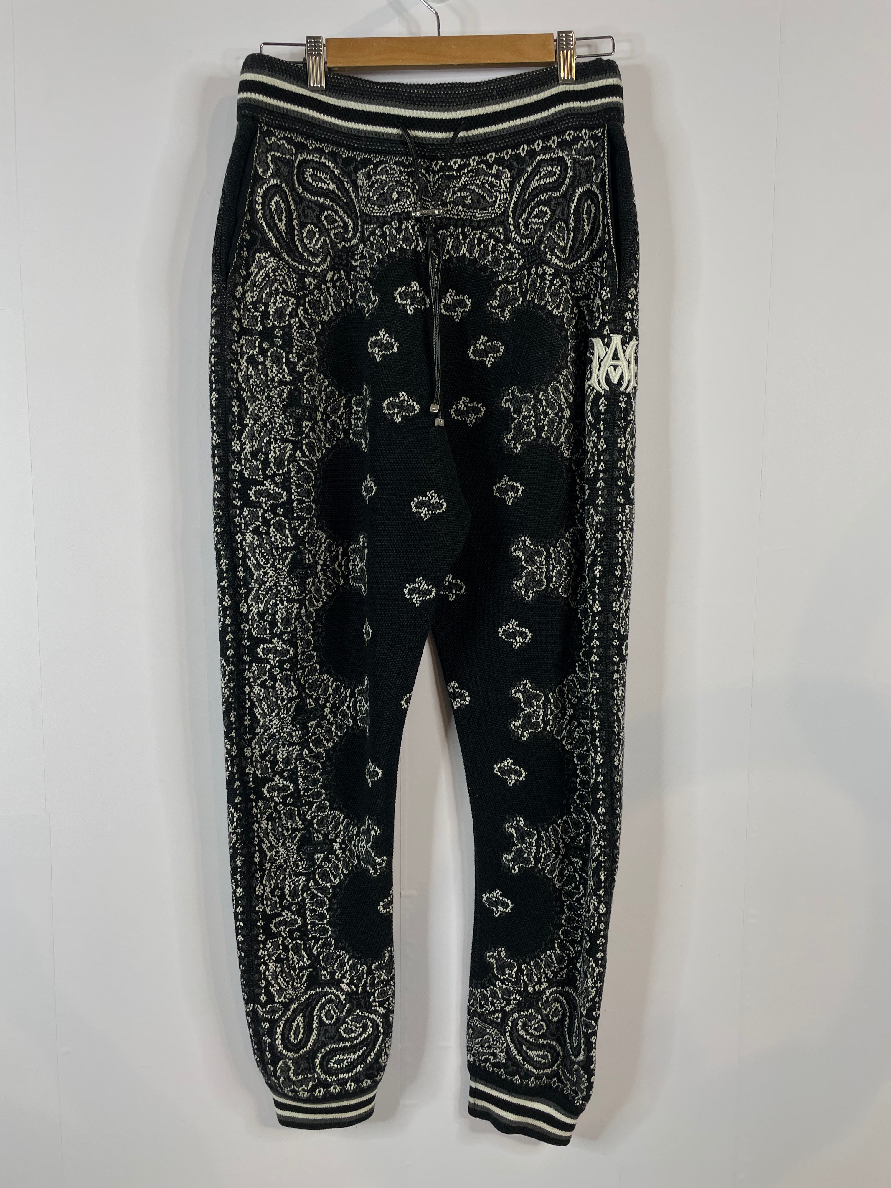 Amiri Knit Paisley Sweats Black  Used Small