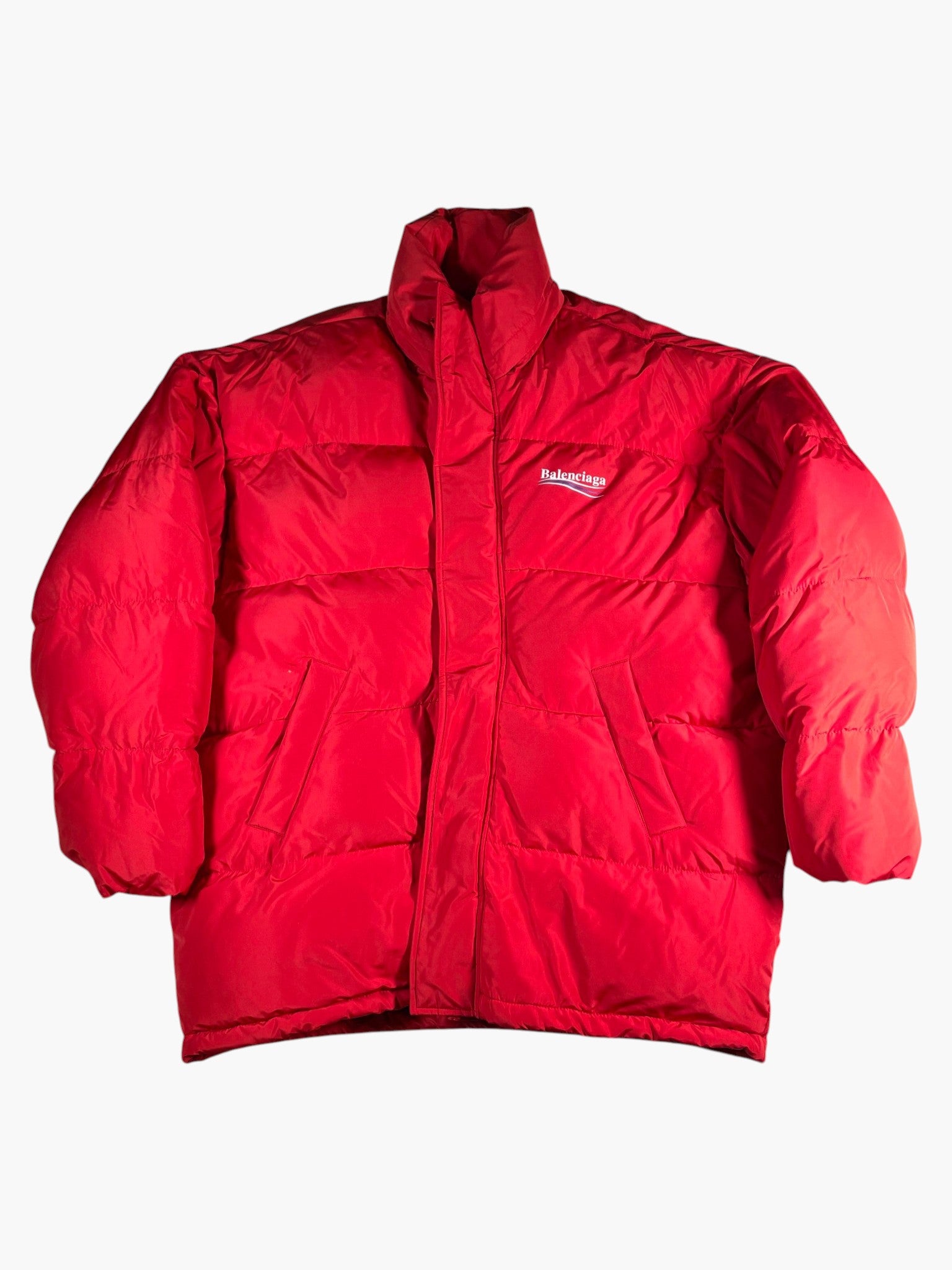 Balenciaga Campaign Logo Oversized Red Puffer Jacket