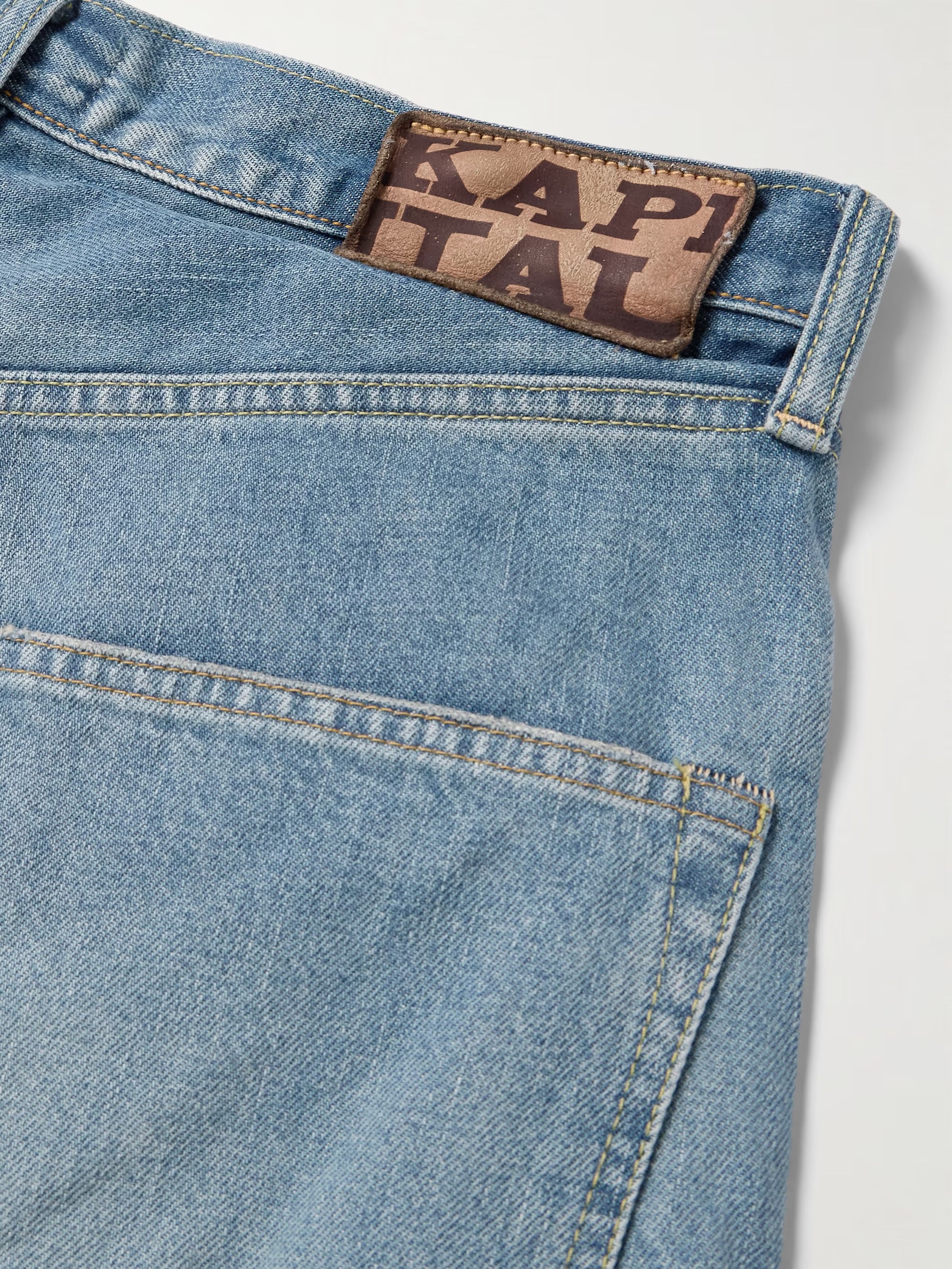 Kapital 'Bone Embroidery' 14oz Blue Jean Shorts