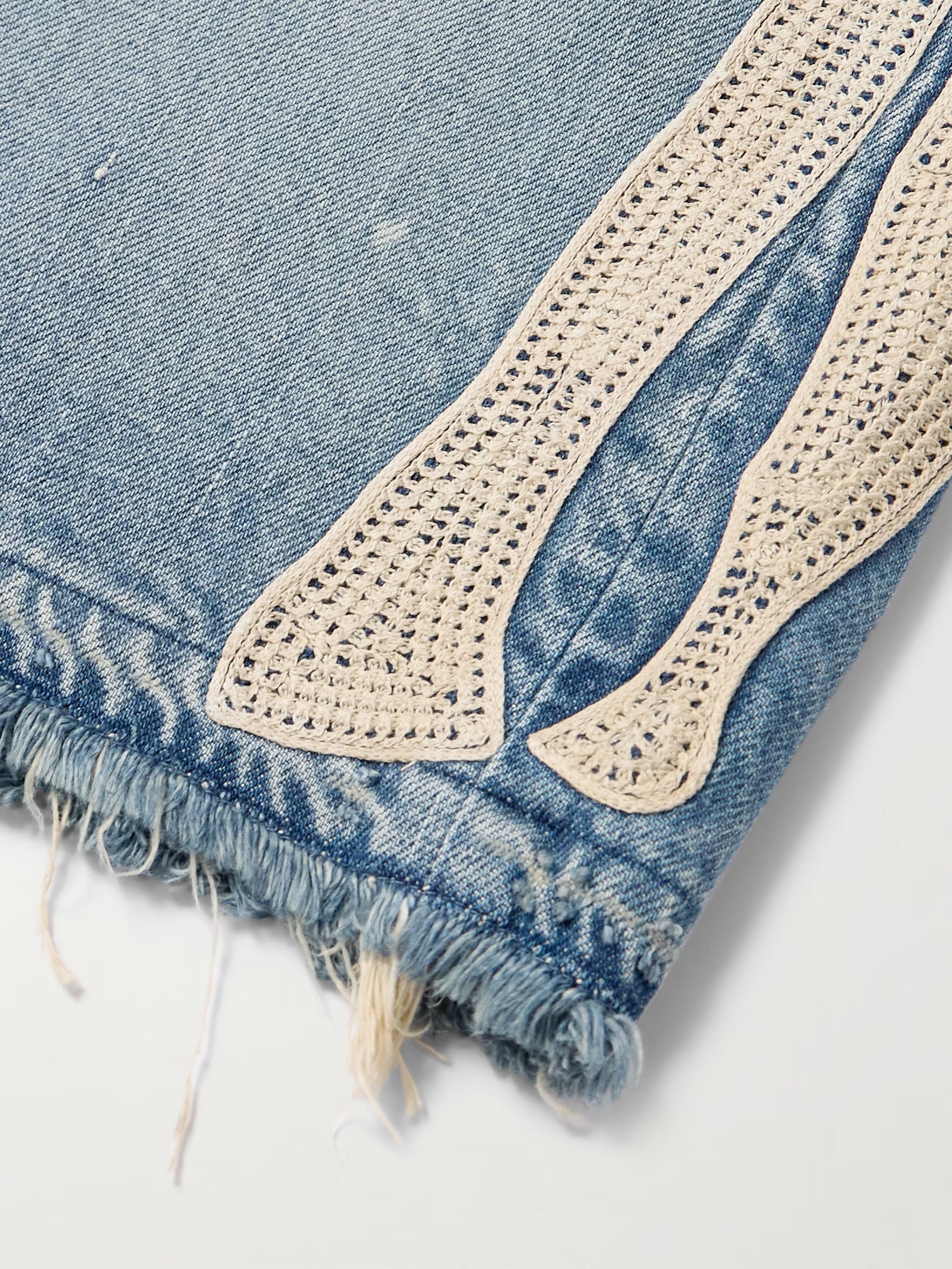 Kapital 'Bone Embroidery' 14oz Blue Jean Shorts