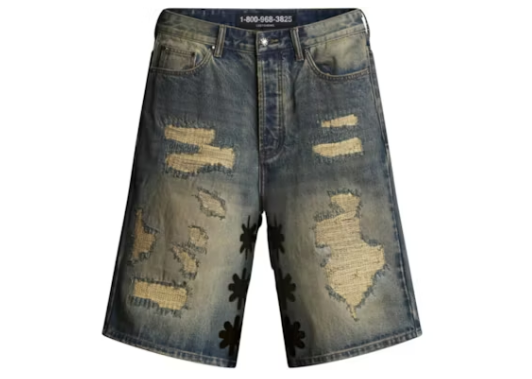 LOST SHDWS DSTRY Denim Blue & Black Shorts