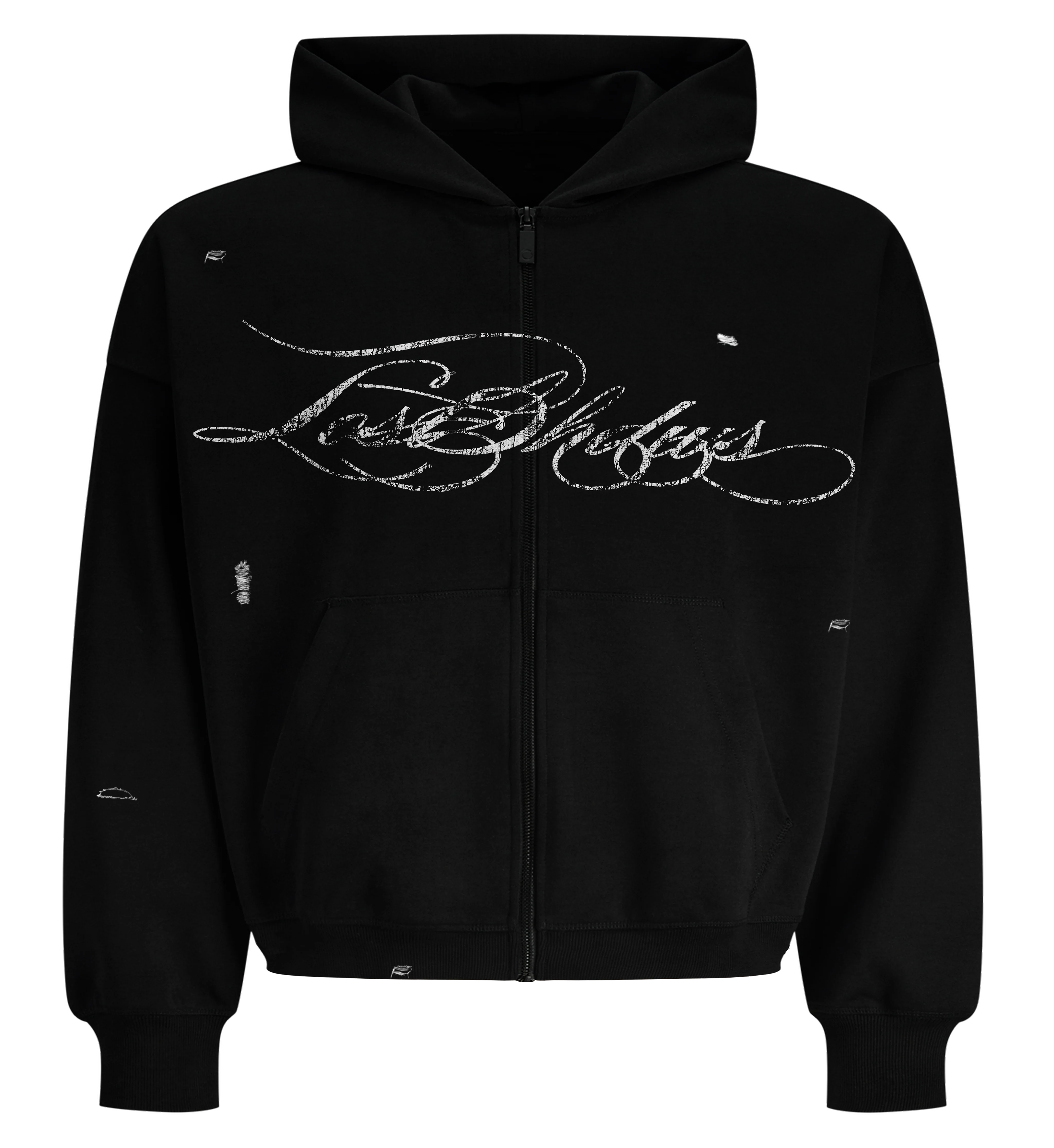 LOST SHDWS 'Distressed Script' Black Hoodie