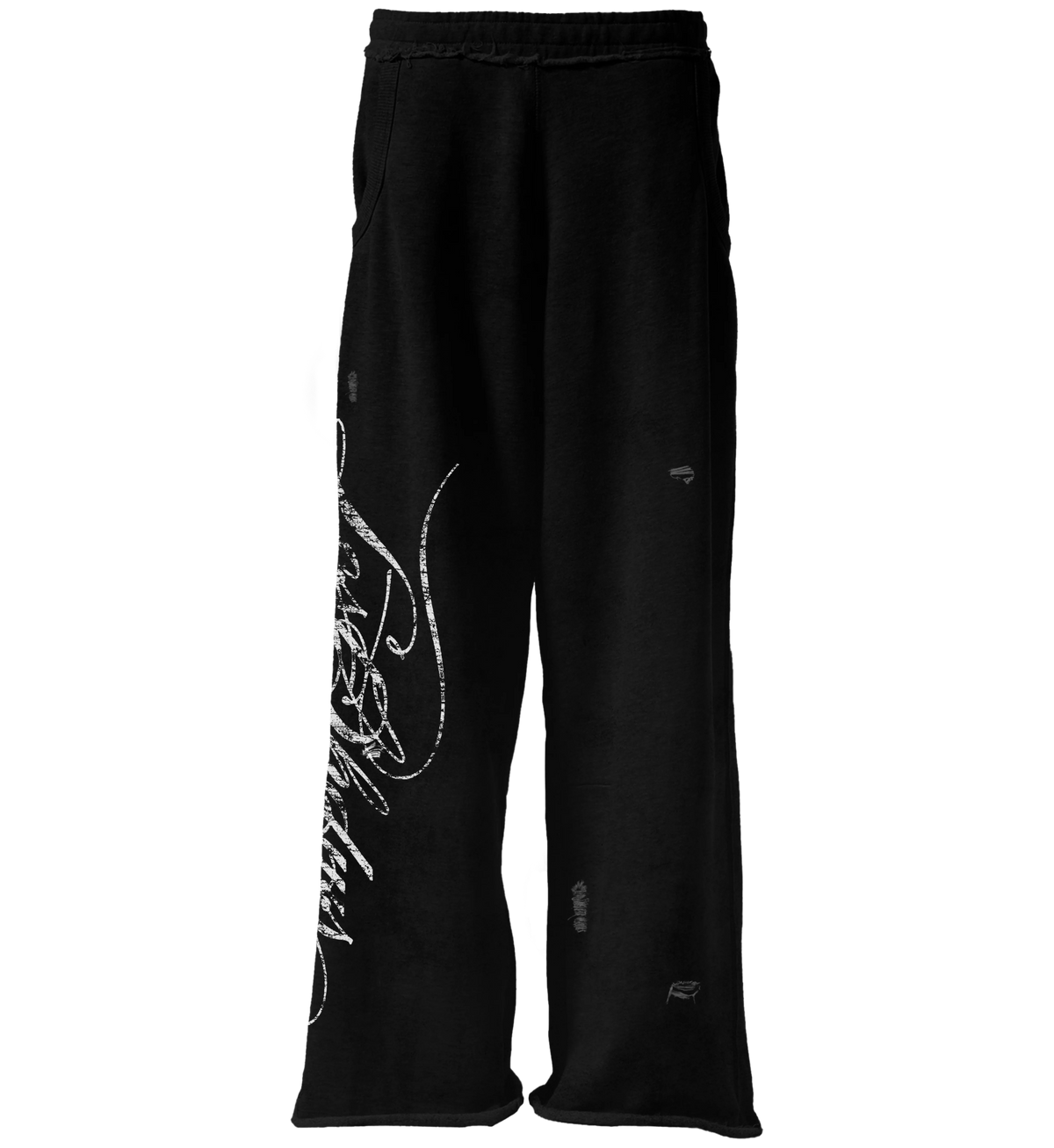 LOSTSHDWS 'Distressed Script' Black Sweats
