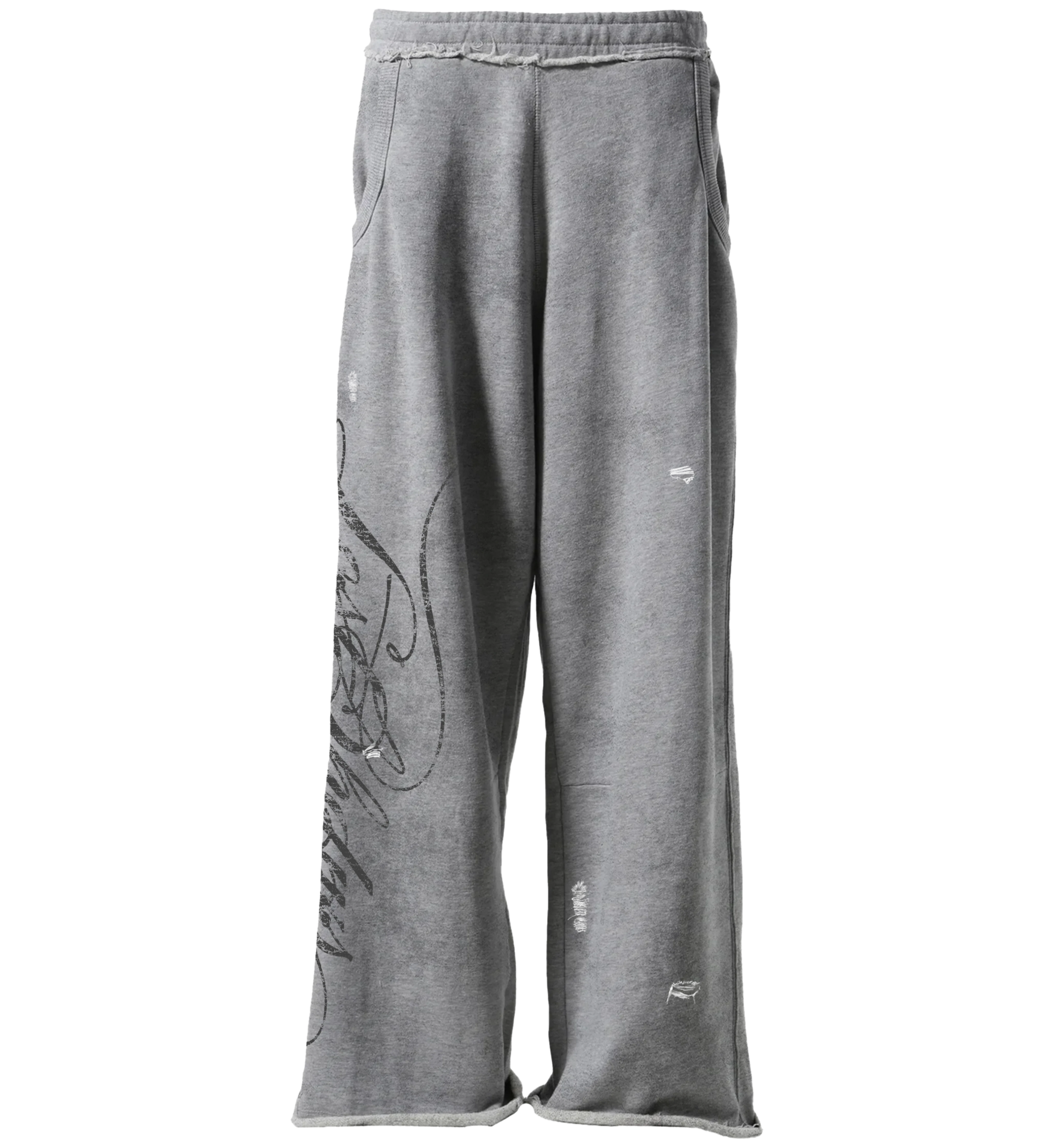 LOST SHDWS 'Distressed Script' Grey Sweats