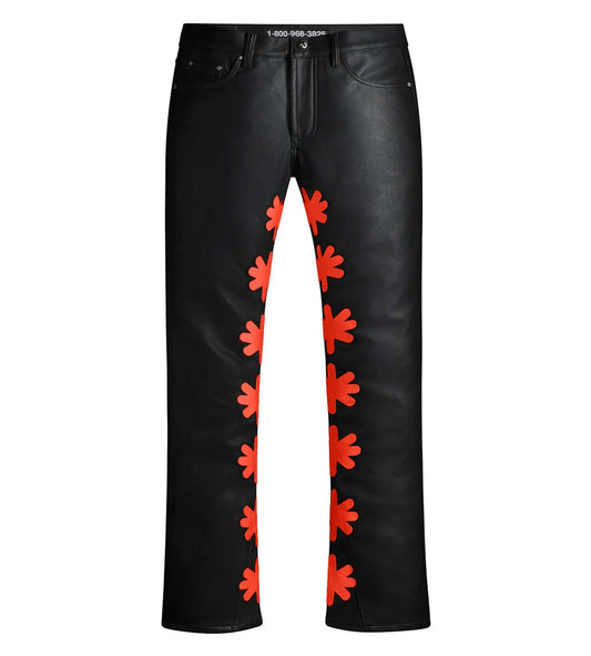 LOST SHDWS Black & Red Leather Jeans