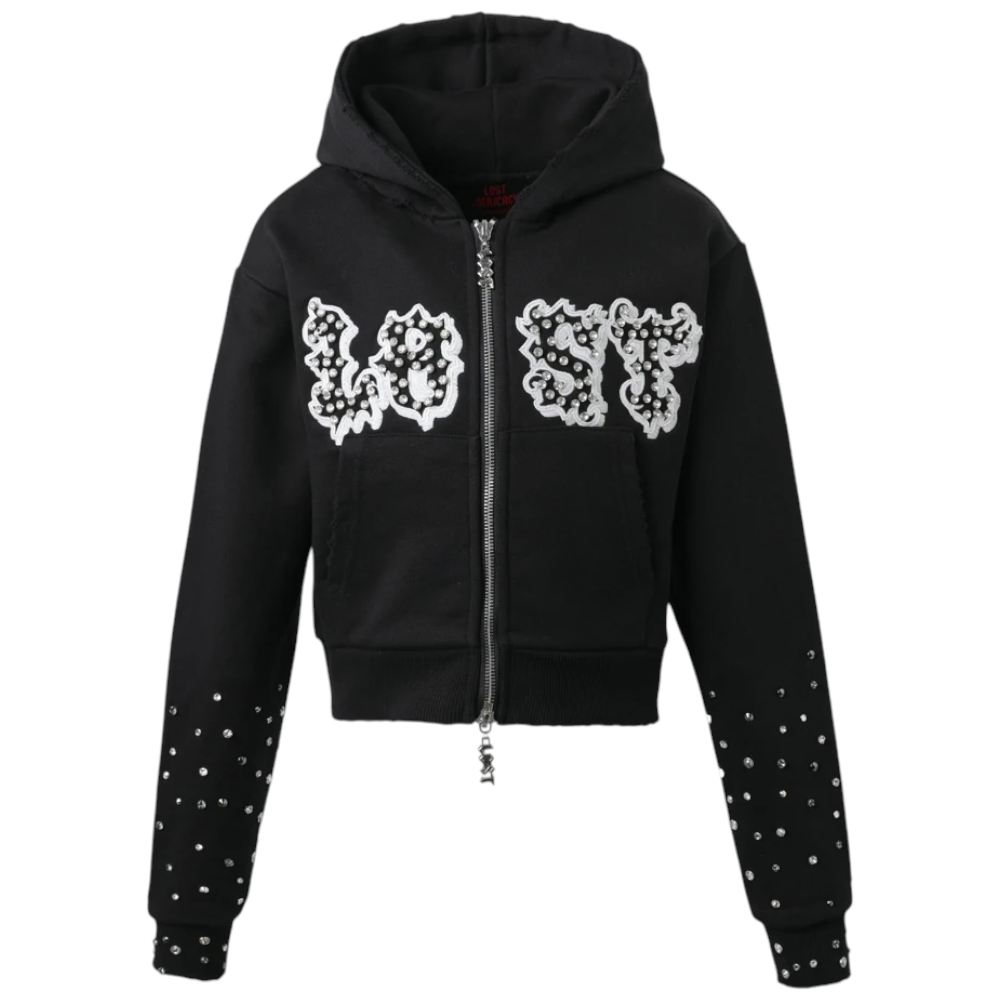 Lost Intricacy 'Patch' Black Zip Up (Womens)