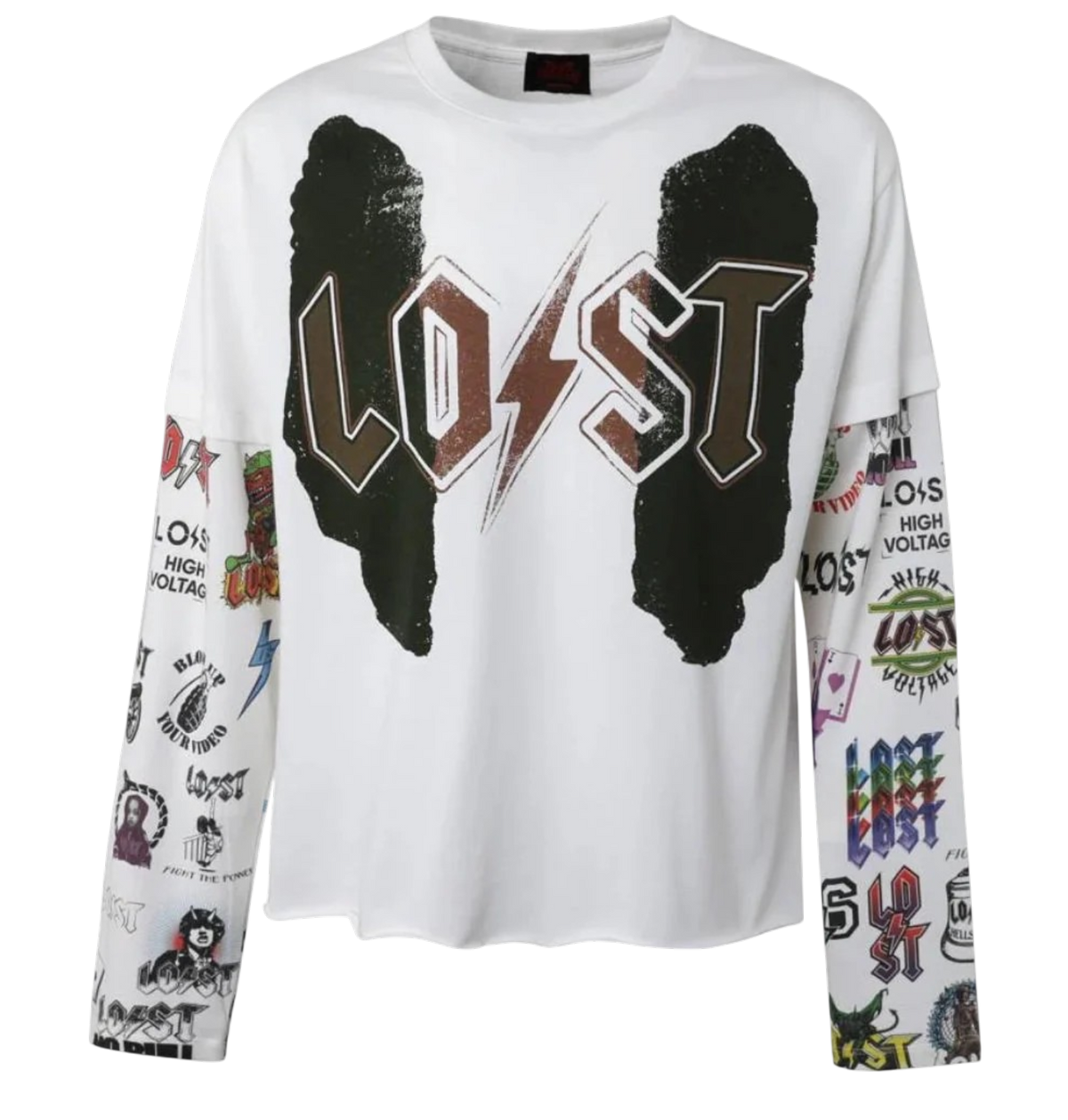 Lost Intricacy Multi Logos White Long Sleeve