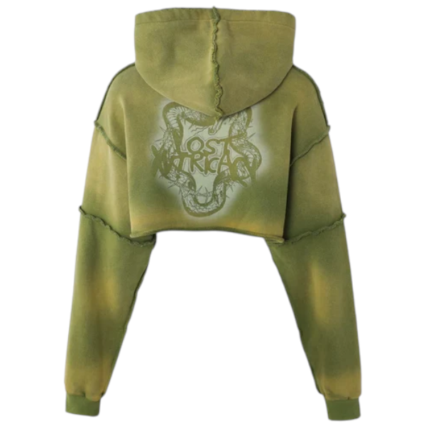 Lost Intricacy "Olive" Crop Zip Up (Womens)