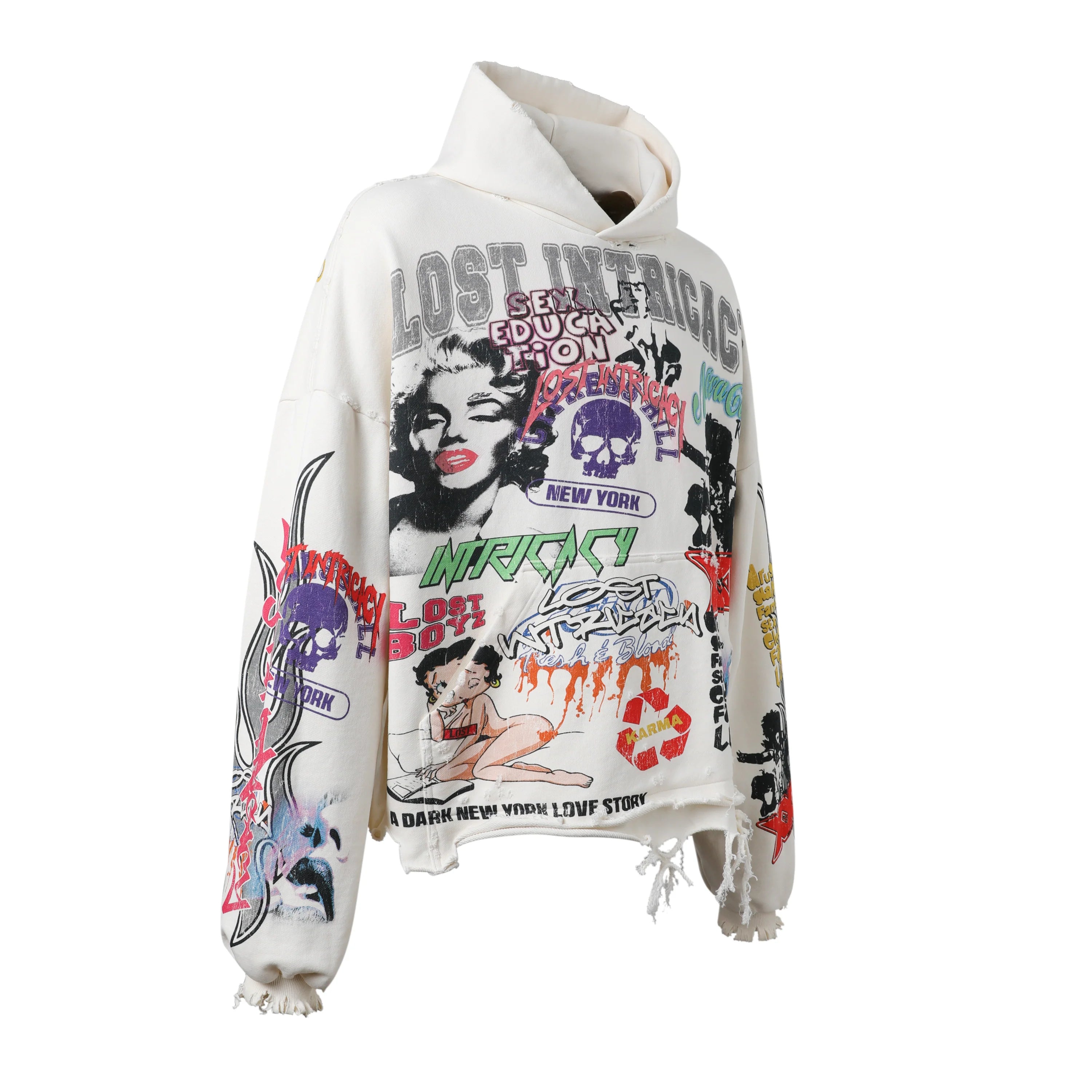 Lost Intricacy 'All Over Print' White Hoodie