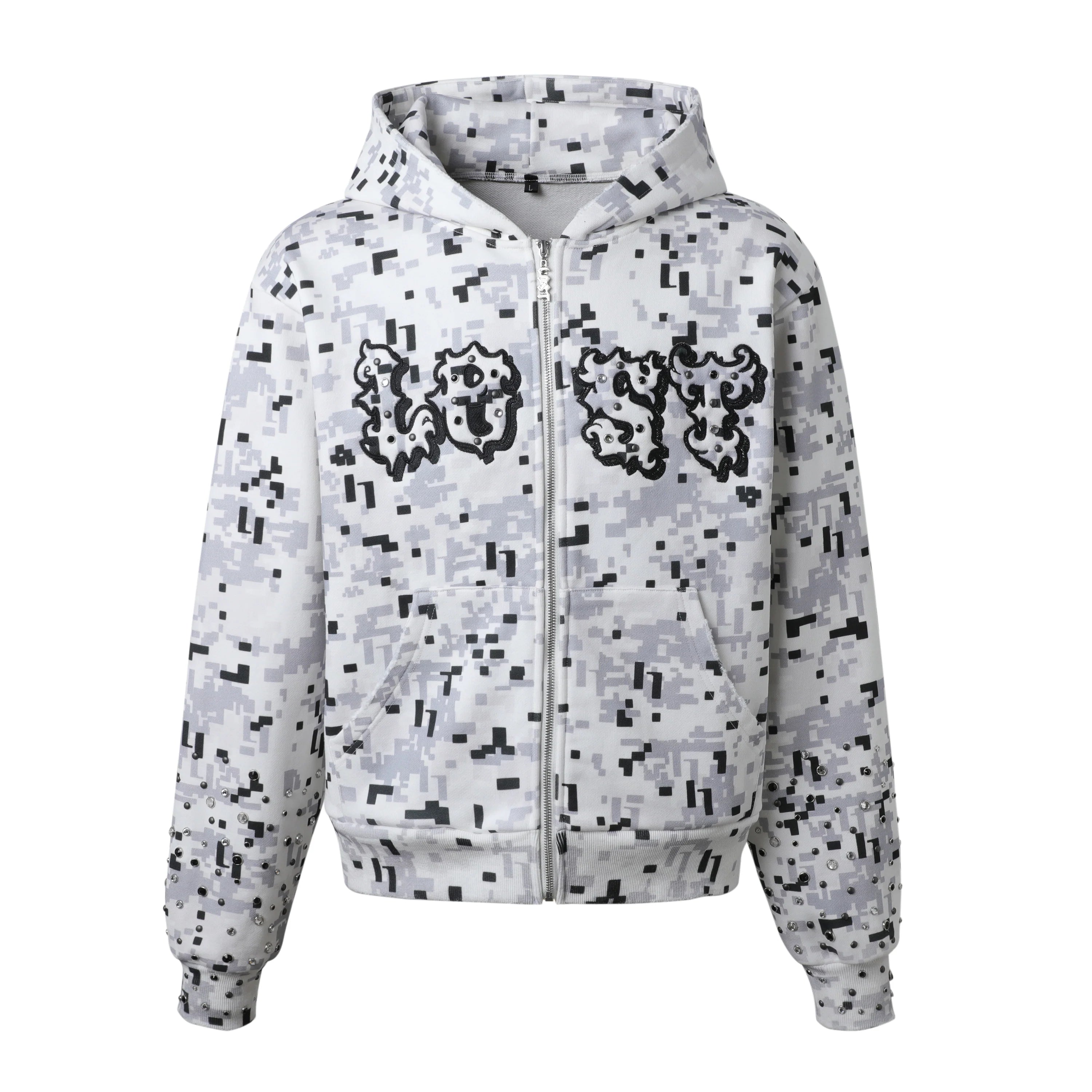 Lost Intricacy 'Digi Camo' Grey Zip Up Hoodie