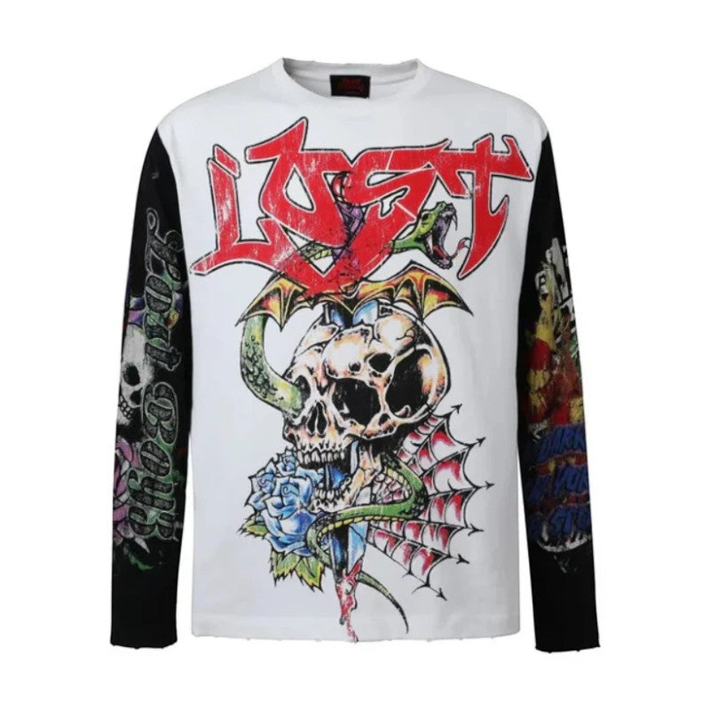Lost Intricacy 'Ed Hardy' White LS Tee