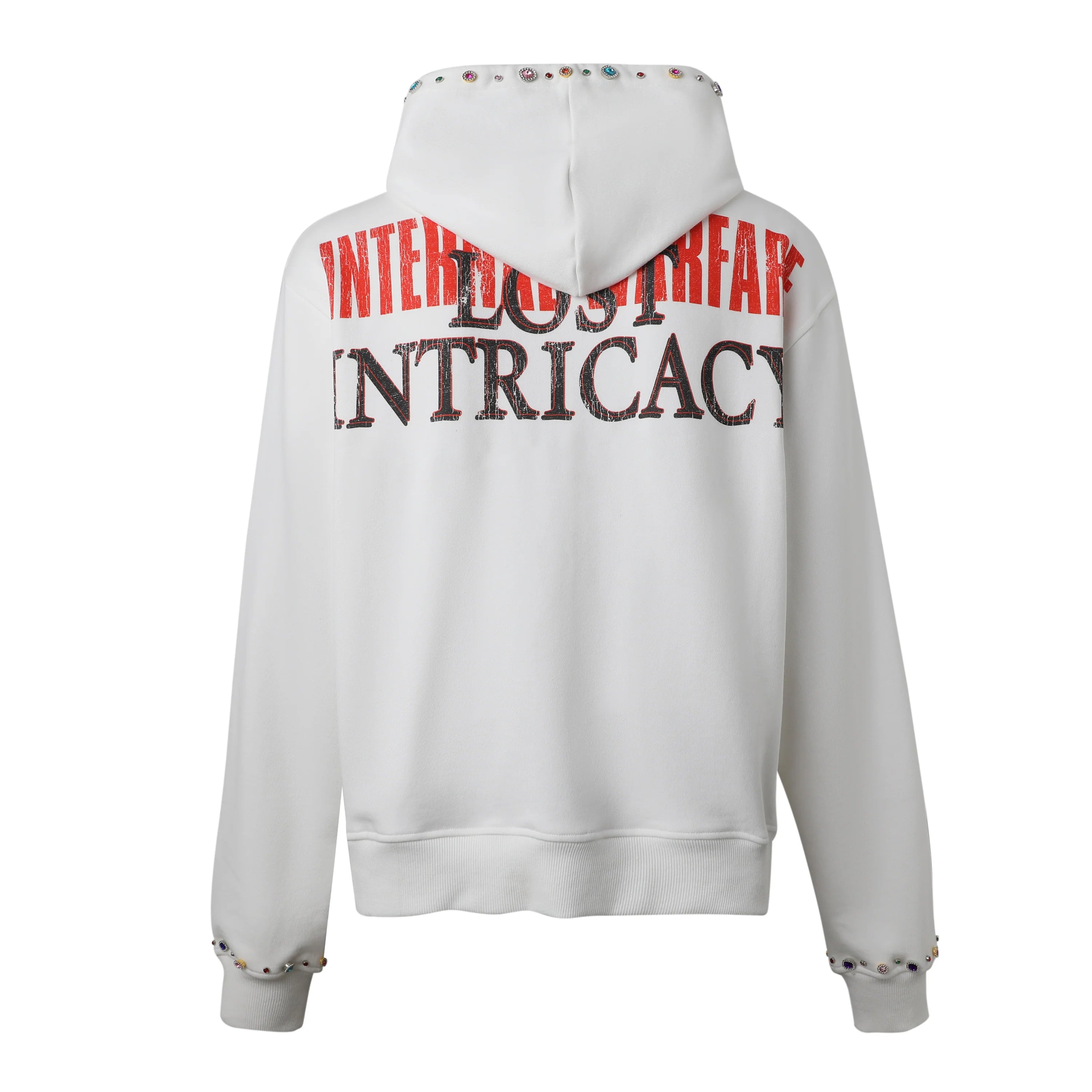 Lost Intricacy 'Front Page Magazine' Rhinestone White Zip Up Hoodie