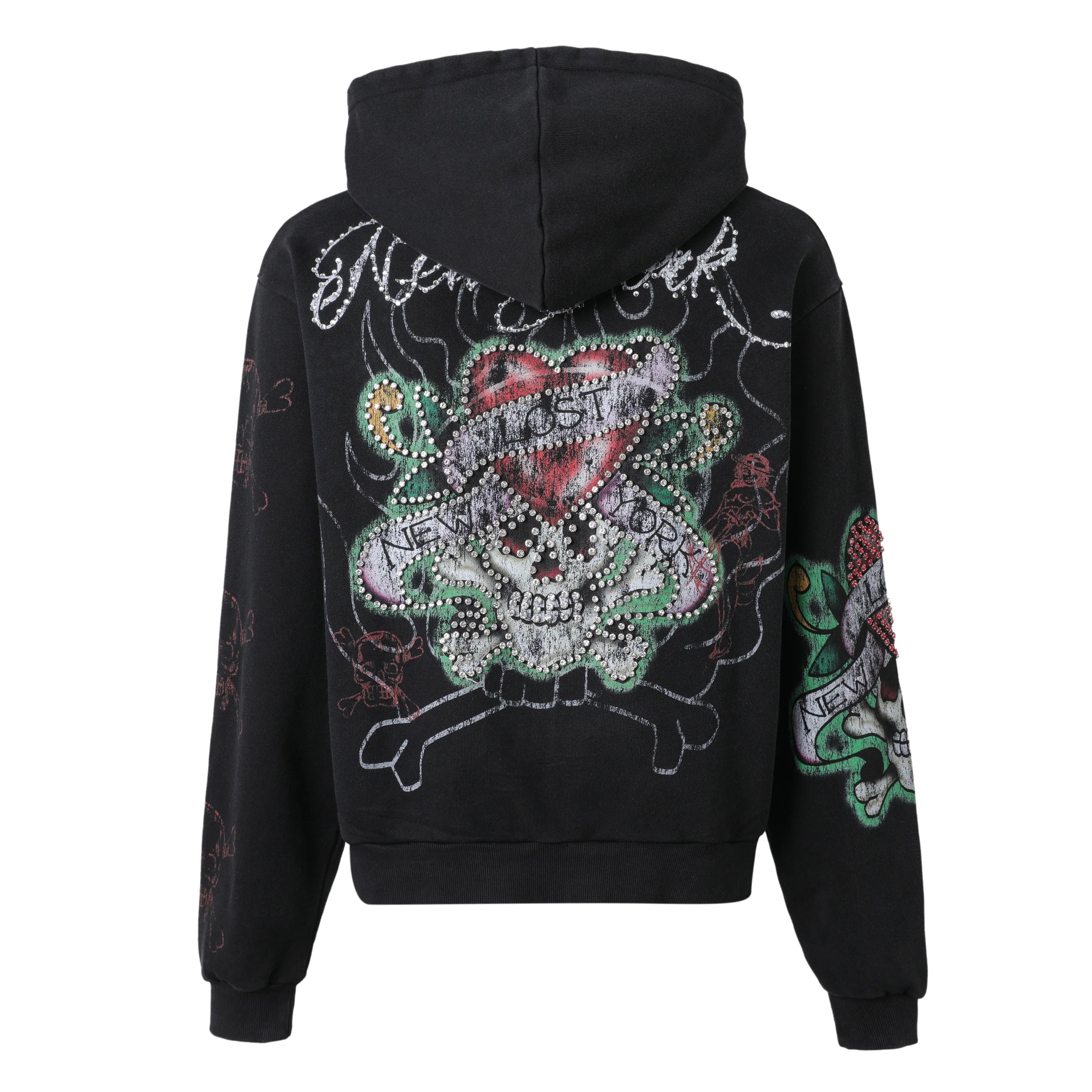Lost Intricacy 'Ink & Bones' Black Zip Up Hoodie