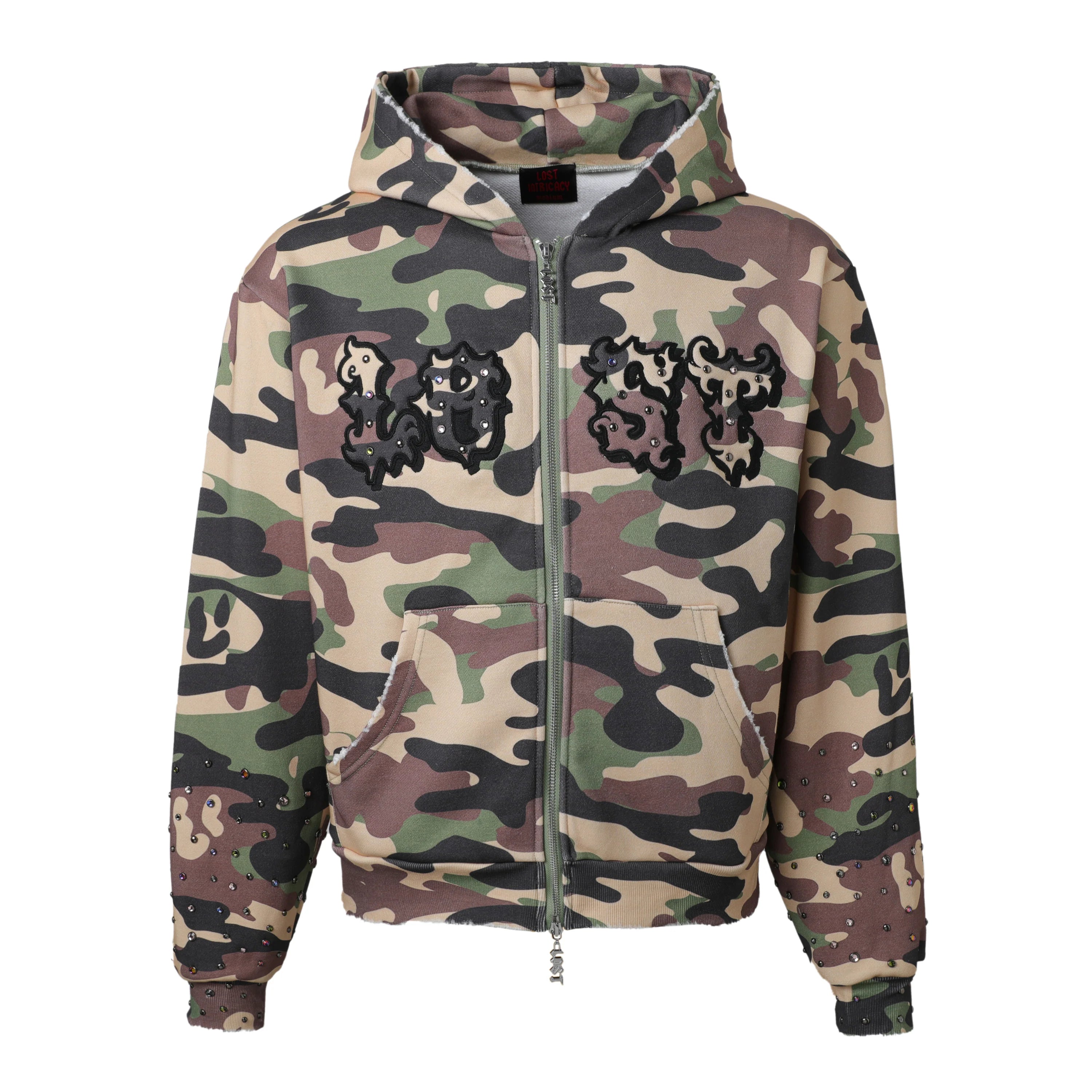 Lost Intricacy 'Jungle Camo' Camo Zip Up Hoodie