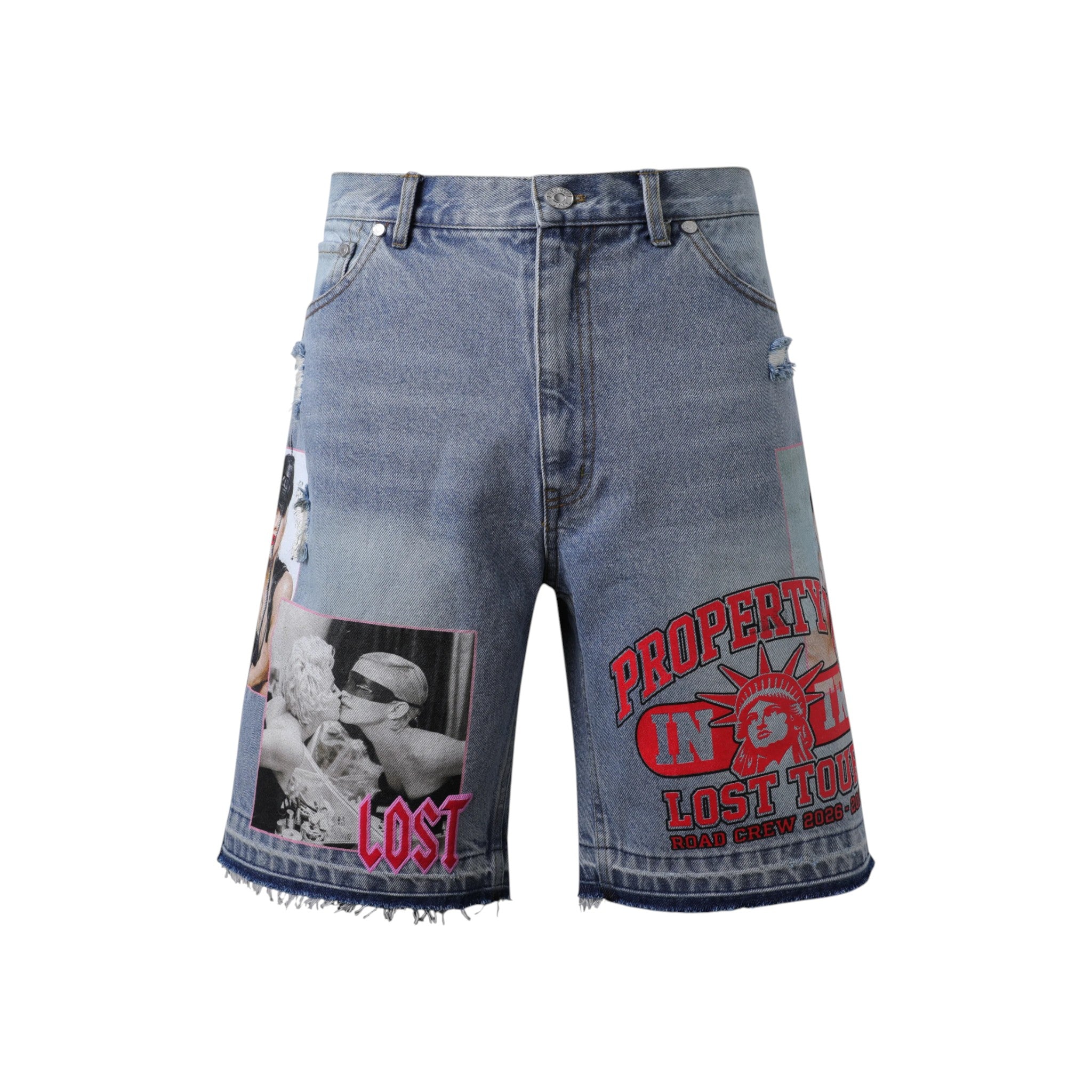 Lost Intricacy 'Mood Board' Blue Jean Shorts