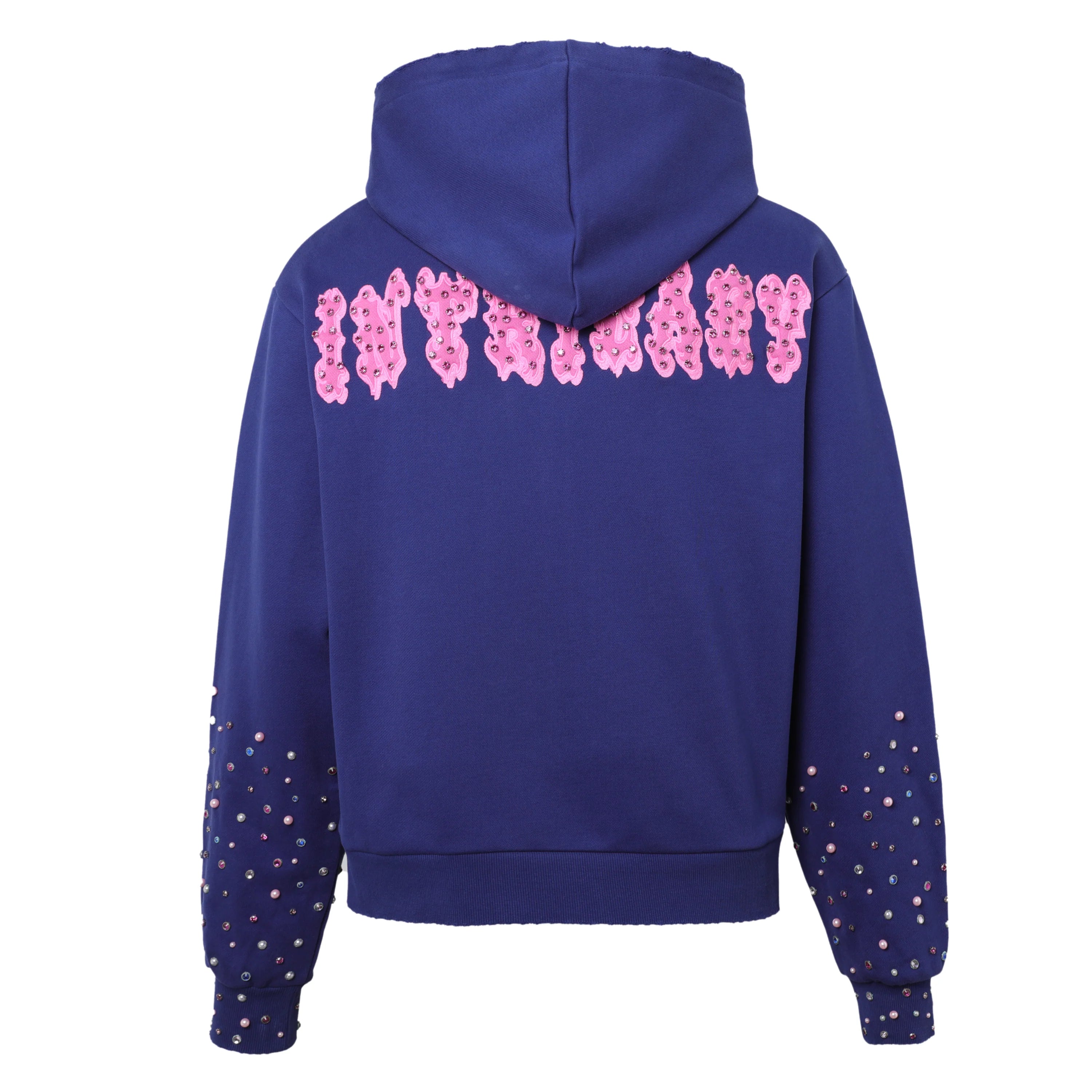 Lost Intricacy 'Patch' Navy & Pink Zip Up Hoodie