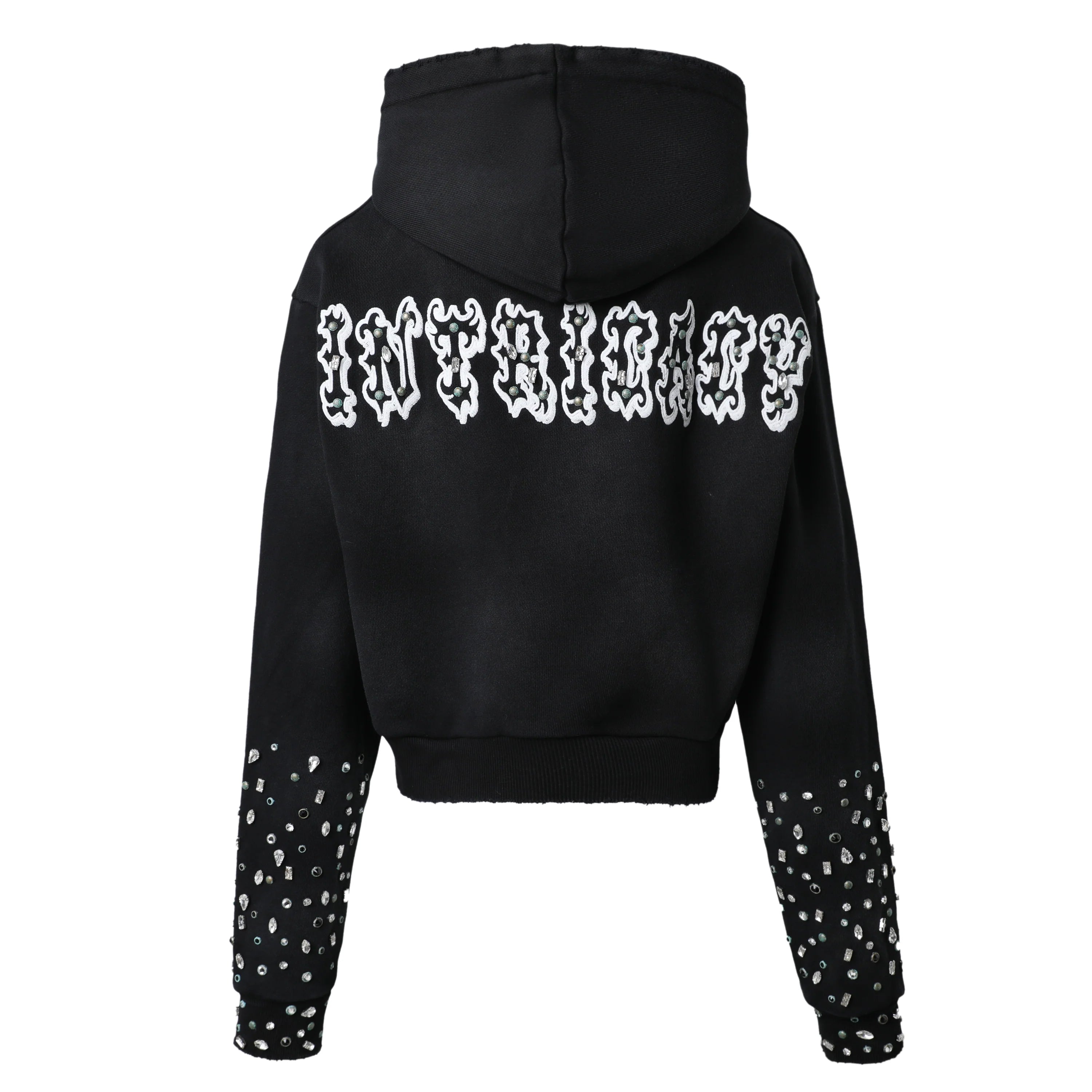 Lost Intricacy 'Patch' Washed Black Zip Up Hoodie (Women's)