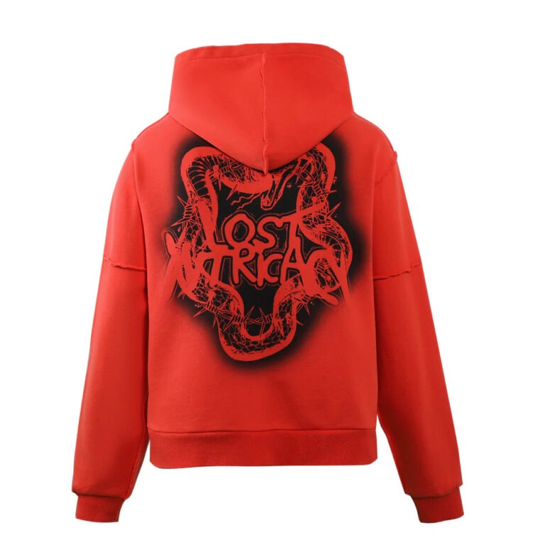 Lost Intricacy 'Rhinestone Grunge' Orange Zip Up Hoodie